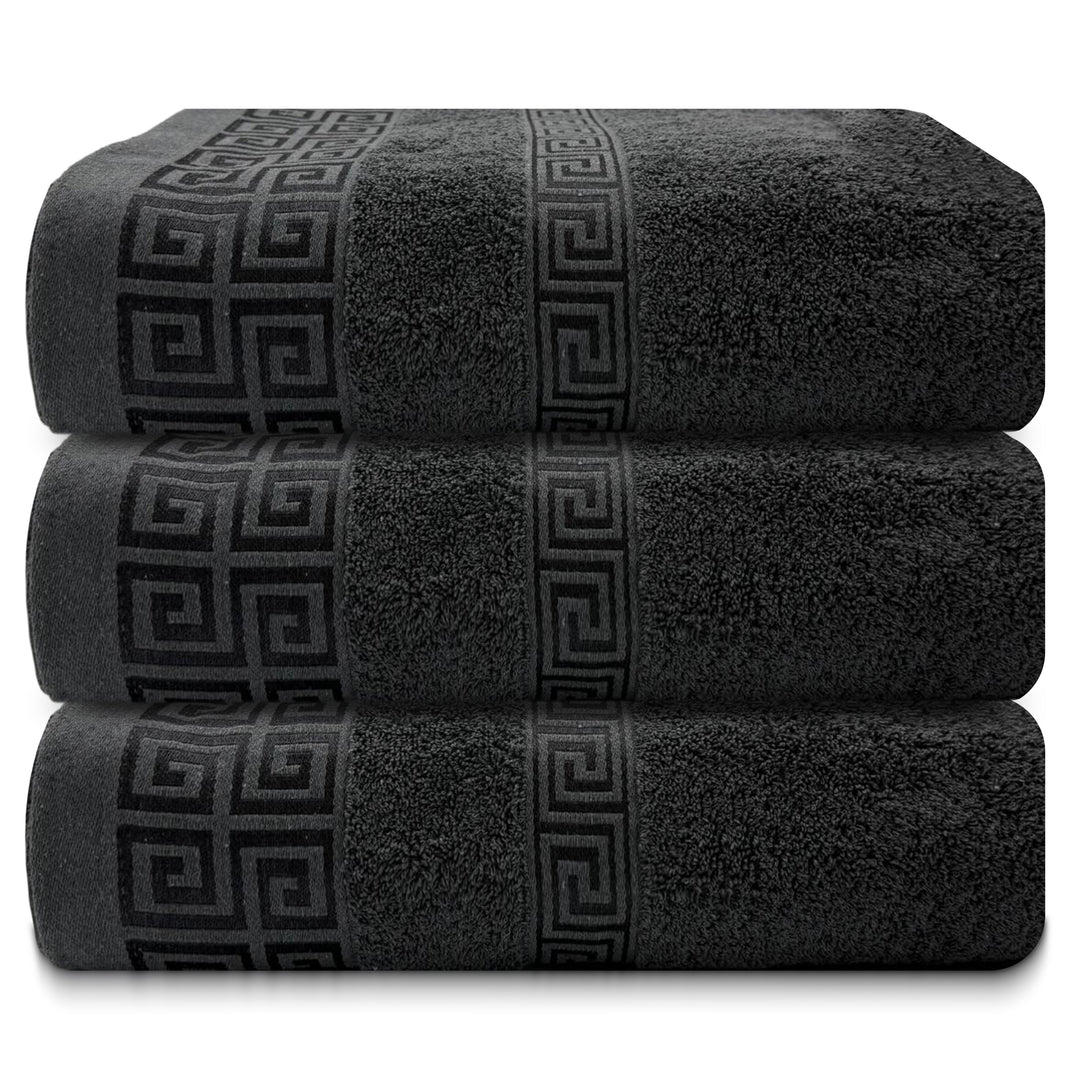 OLIVIA ROCCO Greek Microfibre Bath Sheets 3 Pack Super Absorbent 90 x 150 cm