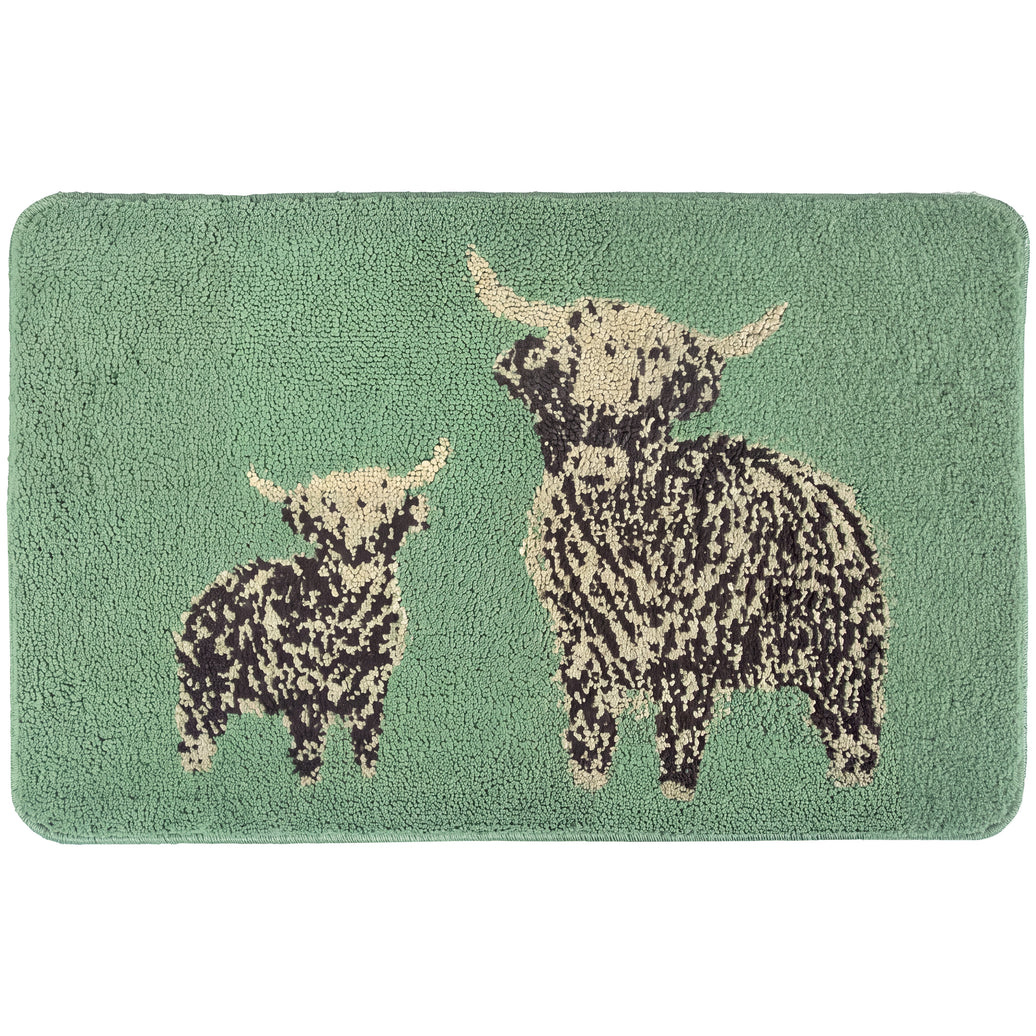 OLIVIA ROCCO Bath Mat Highland Cow Design 50 x 80 cm Absorbent Bathroom Rug