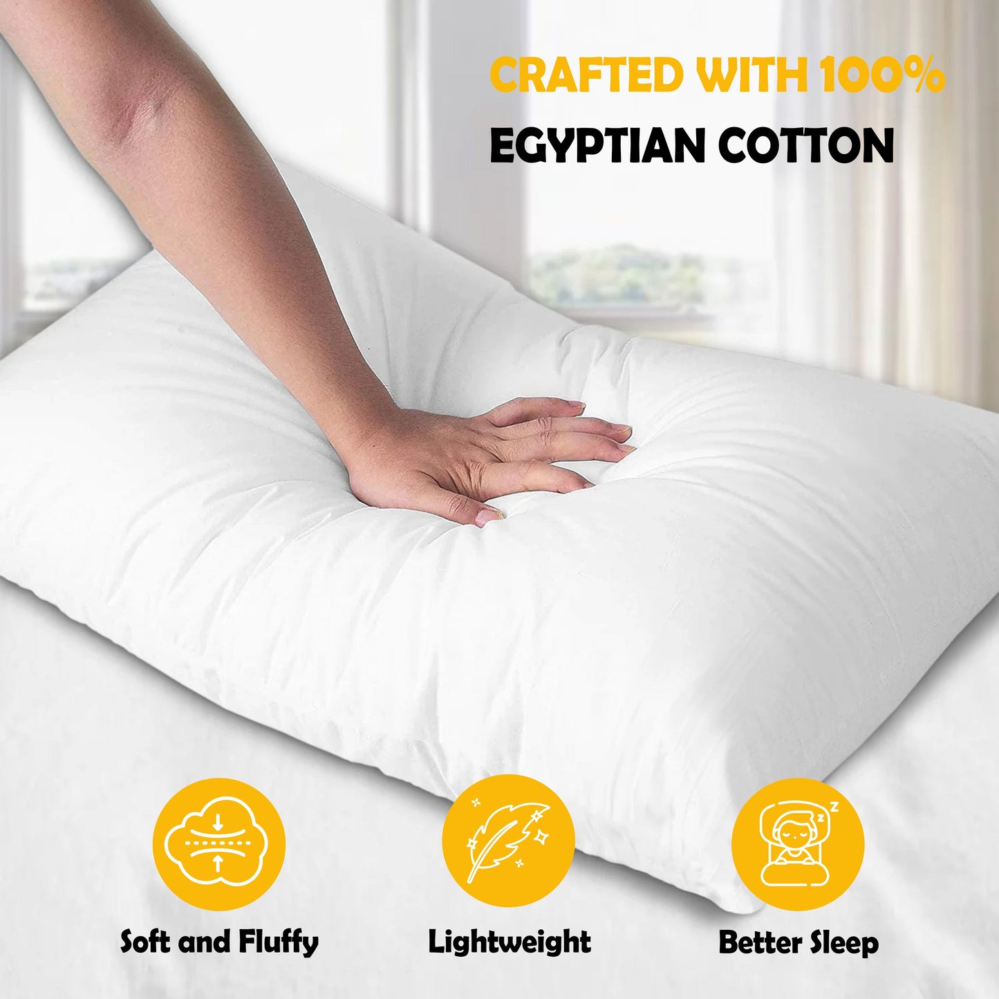 2 Pack Luxury Egyptian Cotton Blend Pillows Hotel Quality Soft Medium Support for Restful Sleep by OLIVIA ROCCO WHITE / 75 x 50 CM Pillows
