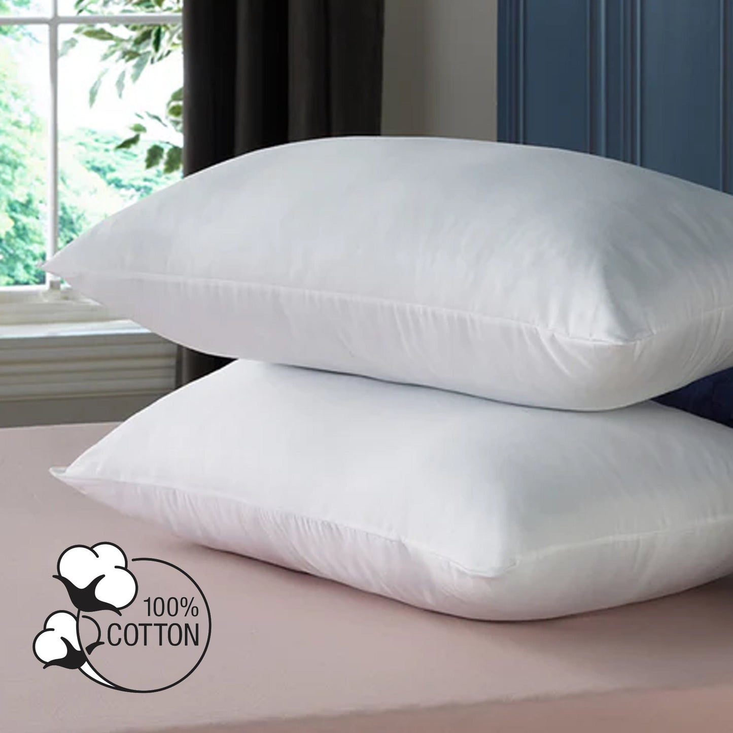 2 Pack Luxury Egyptian Cotton Blend Pillows Hotel Quality Soft Medium Support for Restful Sleep by OLIVIA ROCCO WHITE / 75 x 50 CM Pillows