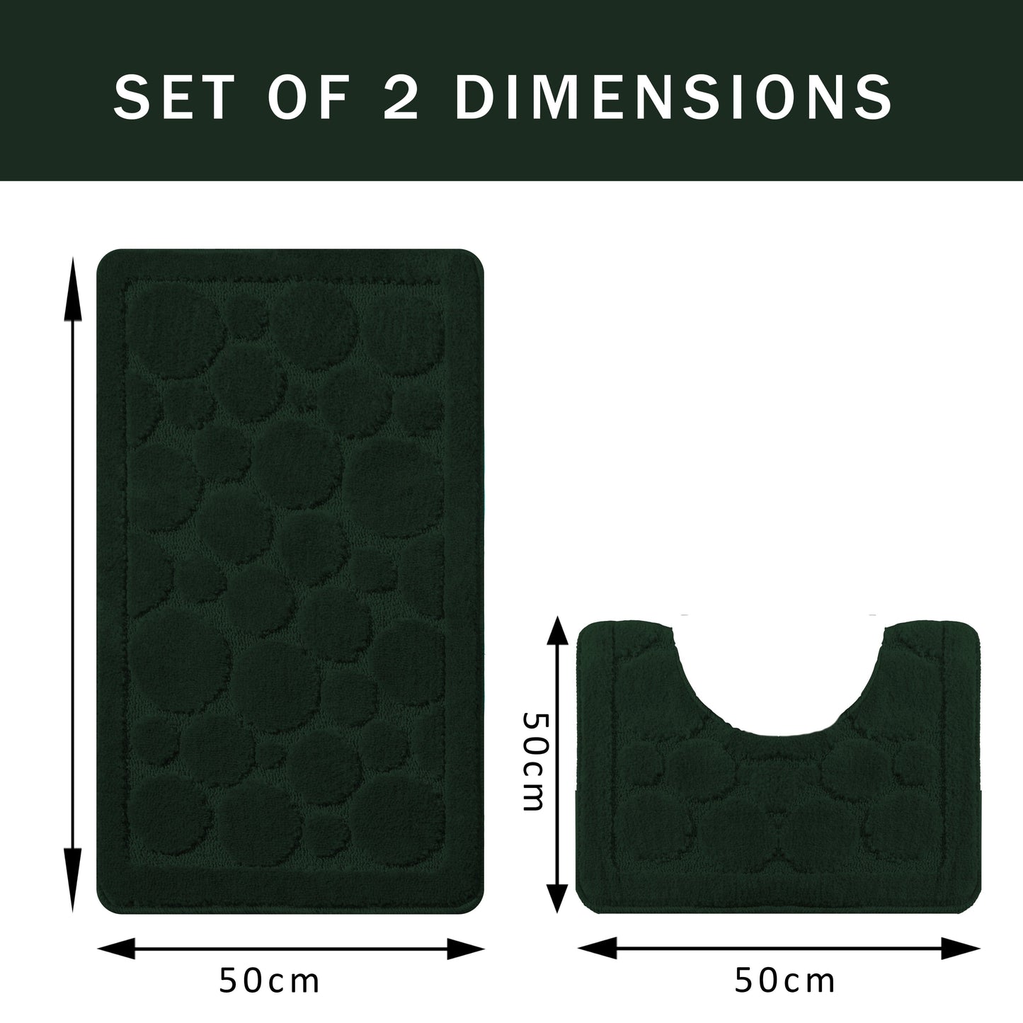 Cali Bubbles 2 Piece Emerald Green Bath Mat & Pedestal Set Non-Slip Soft & Absorbent Bathroom Mats for Comfort & Safety by OLIVIA ROCCO EMERALD GREEN Bath Mat