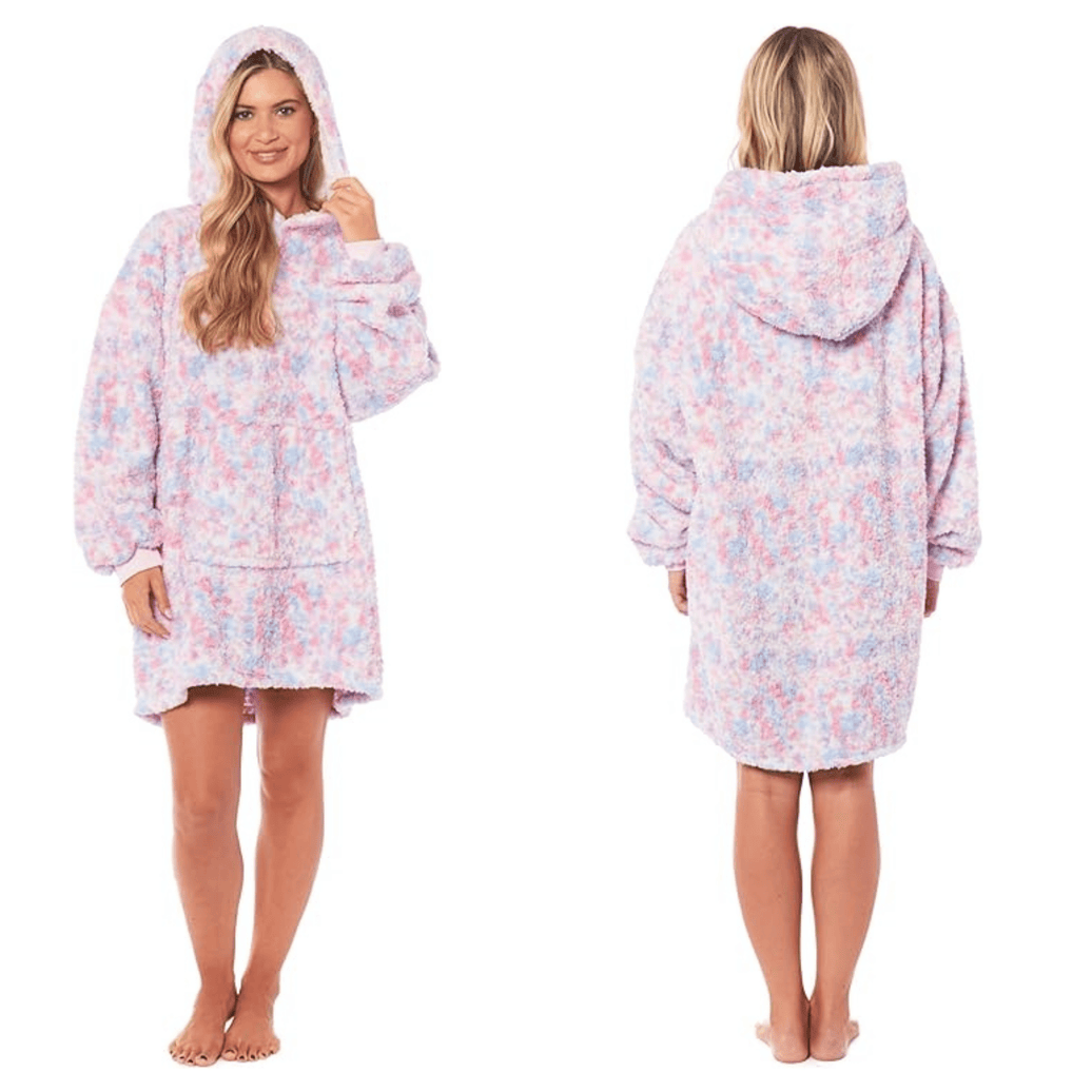 Oversized Rainbow Hooded Plush Fleece Blanket with Reversible Sherpa Ultra Soft Giant Hoodie with Front Pocket for Adults and Kids by Daisy Dreamer RAINBOW Hooded Blanket
