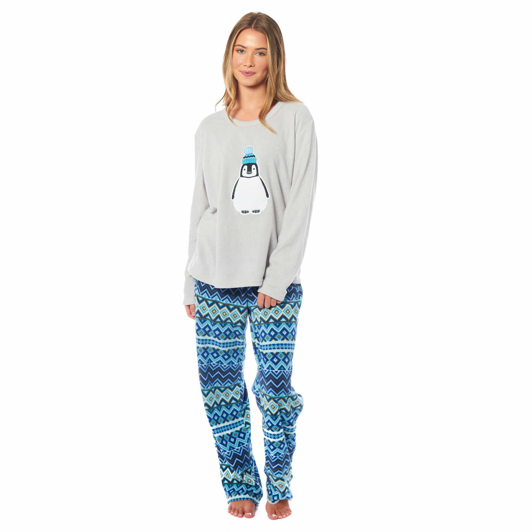 Women's Penguin Thermal Fleece Pyjamas Set Soft Warm Winter PJs Animal Print Loungewear Sleepwear Long Sleeve Top and Bottom by Daisy Dreamer SMALL | 8-10 / PENGUIN Pyjamas