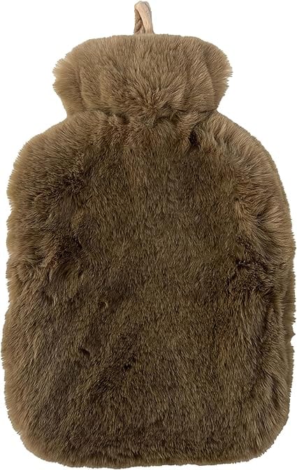 Faux Fur Covered 2 Litre Luxury Hot Water Bottle for Thermotherapy Durable Natural Rubber UK Safe Tested for Winter Warmth Ideal Gift for Adults Kids by OLIVIA ROCCO Taupe Hot Water Bottle