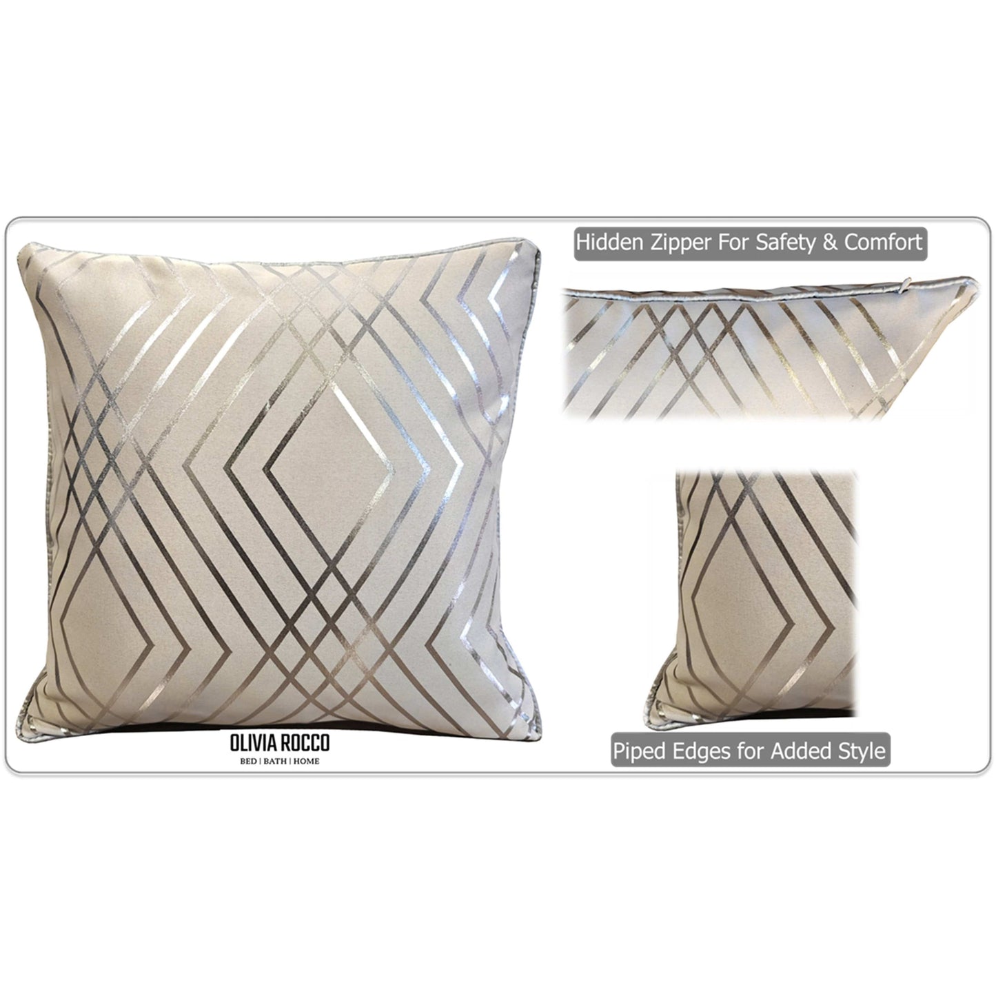 Geo Sparkle Cushion Covers 2 Pack Decorative Scatter Pillow Cases Geo Natural for Sofa Bed Chair Lounge by OLIVIA ROCCO 43x43cm / GEO NATURAL Cushions