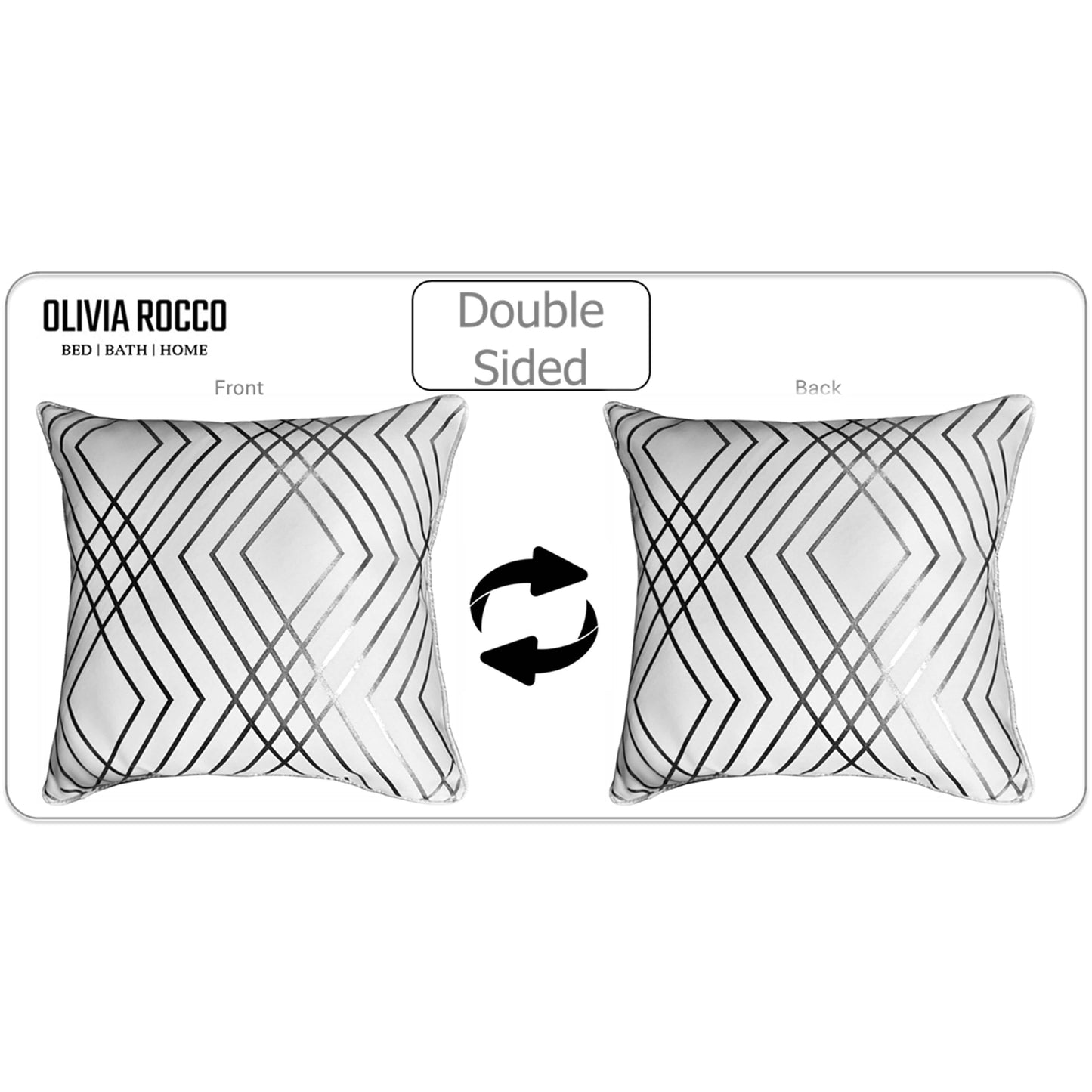 Geo Sparkle Cushion Covers 2 Pack Decorative Scatter Pillow Cases Geo White for Sofa Bed Chair Lounge by Olivia Rocco 43x43 cm / Geo White OLIVIA ROCCO Cushions
