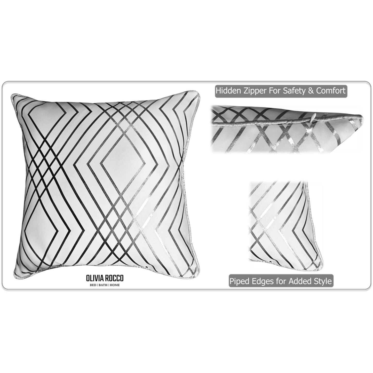 Geo Sparkle Cushion Covers 2 Pack Decorative Scatter Pillow Cases Geo White for Sofa Bed Chair Lounge by Olivia Rocco 43x43 cm / Geo White OLIVIA ROCCO Cushions