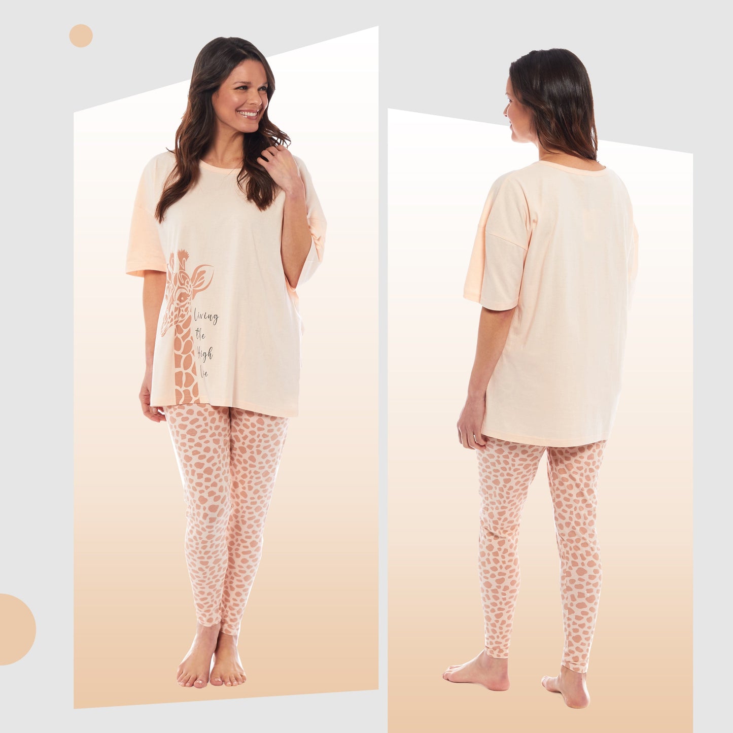 Ladies Oversized Cotton T-Shirt and Leggings PJ Set Animal Prints Loungewear Sleepwear Comfortable Stylish Pyjama for Cozy Nights by Daisy Dreamer Pyjamas