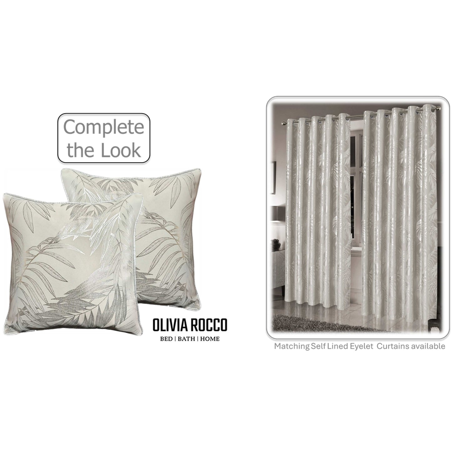 Leaf Sparkle 2 Pack Cushion Covers Leaf Natural Modern Decorative Throw Pillow Cases for Sofa or Bed by OLIVIA ROCCO 43x43cm / LEAF NATURAL OLIVIA ROCCO Cushions