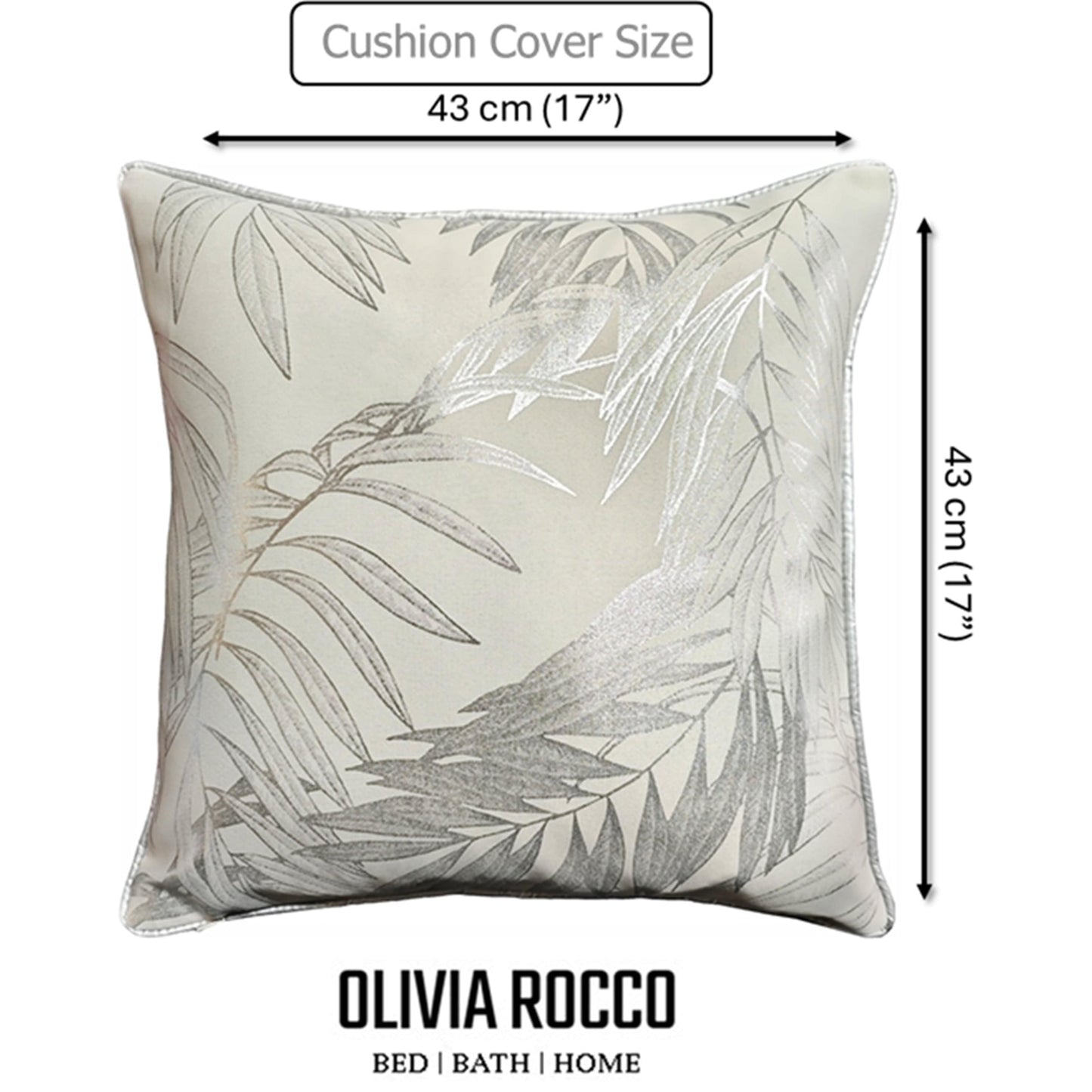 Leaf Sparkle 2 Pack Cushion Covers Leaf Natural Modern Decorative Throw Pillow Cases for Sofa or Bed by OLIVIA ROCCO 43x43cm / LEAF NATURAL OLIVIA ROCCO Cushions