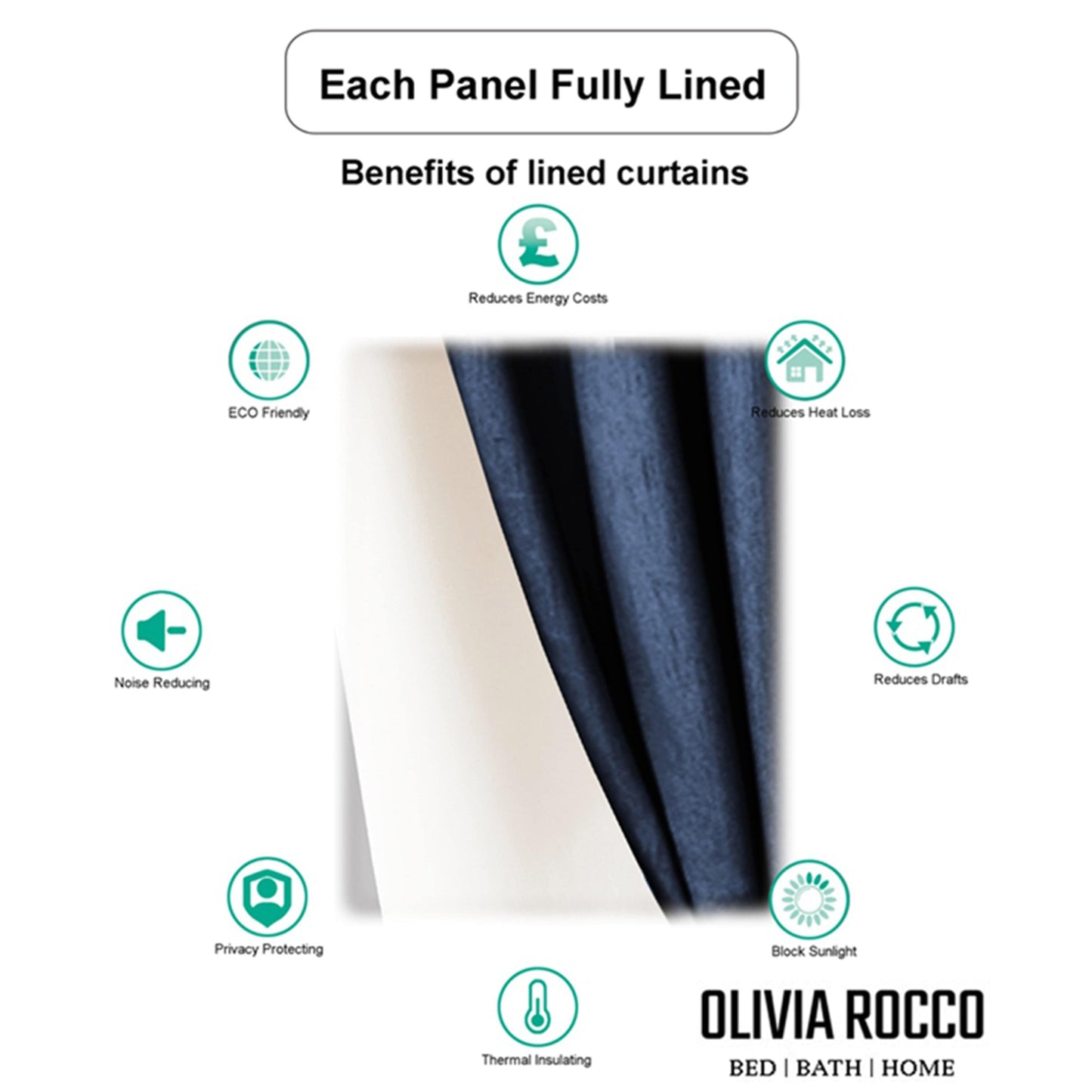 Luxe Geo Velvet Eyelet Curtains Teal Thermal Insulated Soundproof Light Blocking Drapes for Bedroom & Lounge by OLIVIA ROCCO OLIVIA ROCCO Curtain
