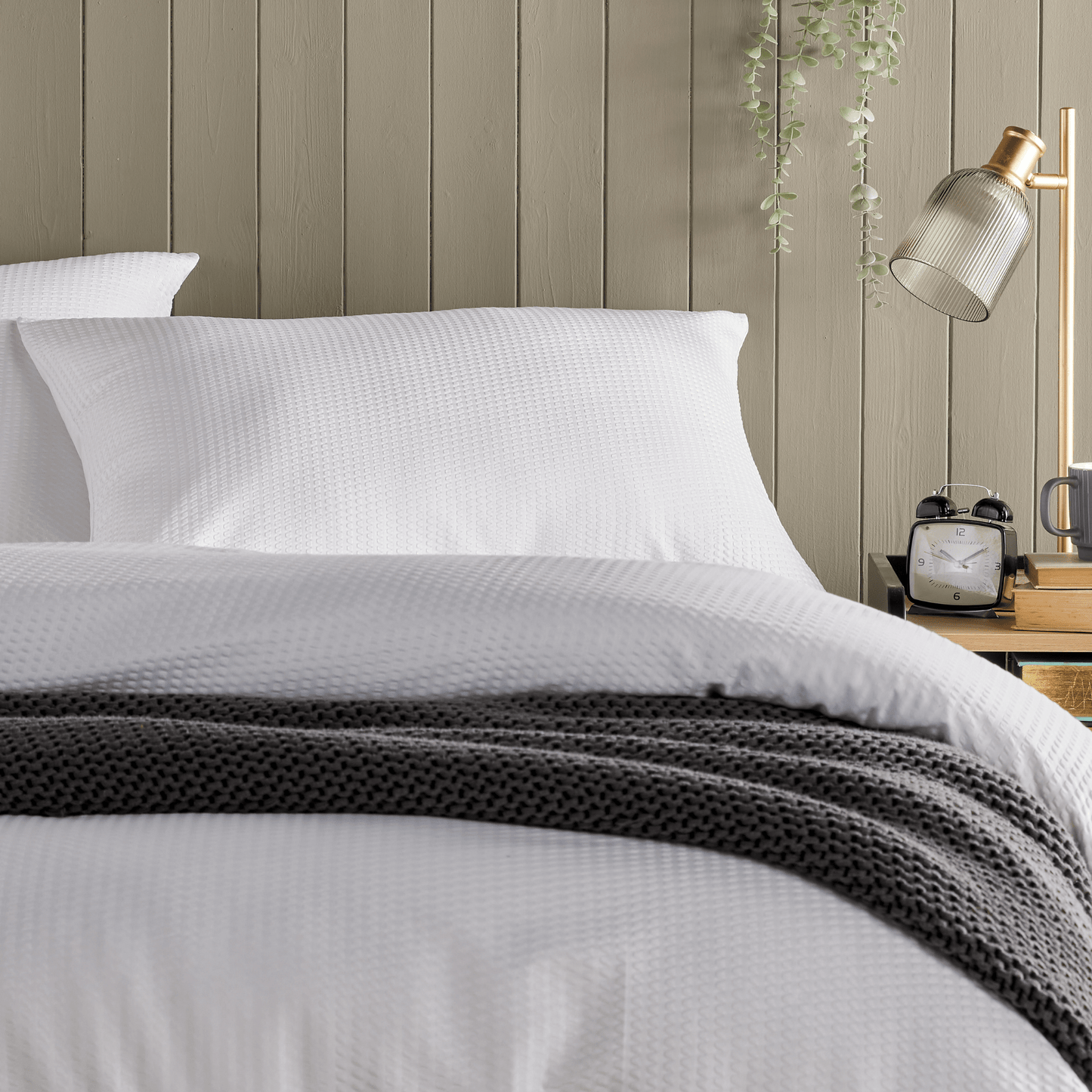 Monaco Seersucker Duvet Cover Set Super Soft Durable Bedding with Pillowcases Grey and White Single Double King by OLIVIA ROCCO Duvet Cover