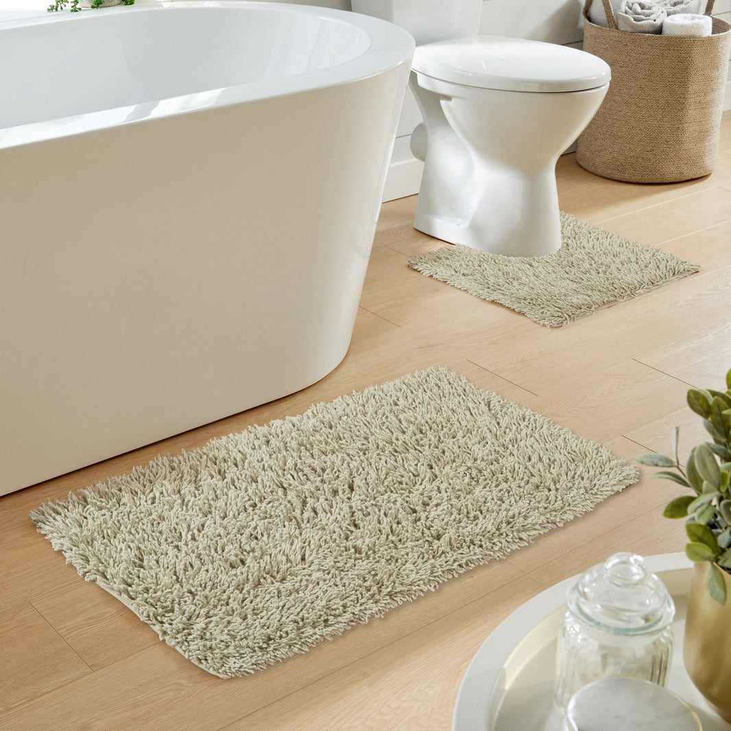 Como 2 Piece Natural Bath Mat & Pedestal Set Non-Slip Super Absorbent Cotton Bathroom Mats by OLIVIA ROCCO NATURAL Bath Mat