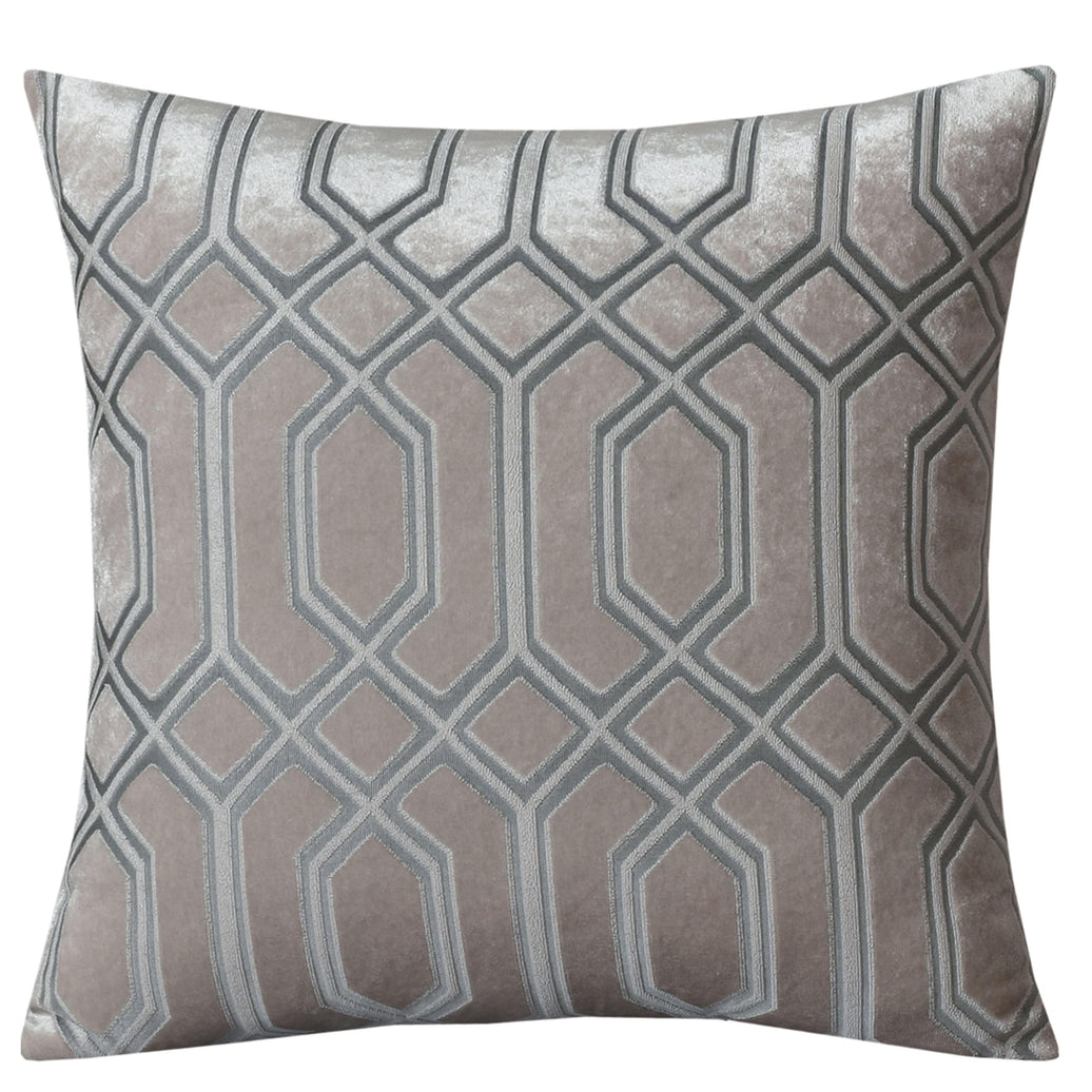 Luxe Geo Velvet Cushion Covers 2 Pack Champagne Geometric Decorative Cushions for Sofa Bed & Living Room by OLIVIA ROCCO 43x43cm / CHAMPAGNE Cushions