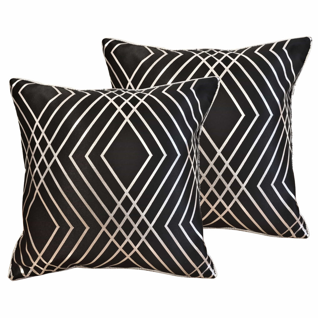 Geo Sparkle Cushion Covers 2 Pack Decorative Scatter Pillow Cases Geo Black for Sofa Bed Chair Lounge by OLIVIA ROCCO 43x43cm / GEO BLACK Cushions
