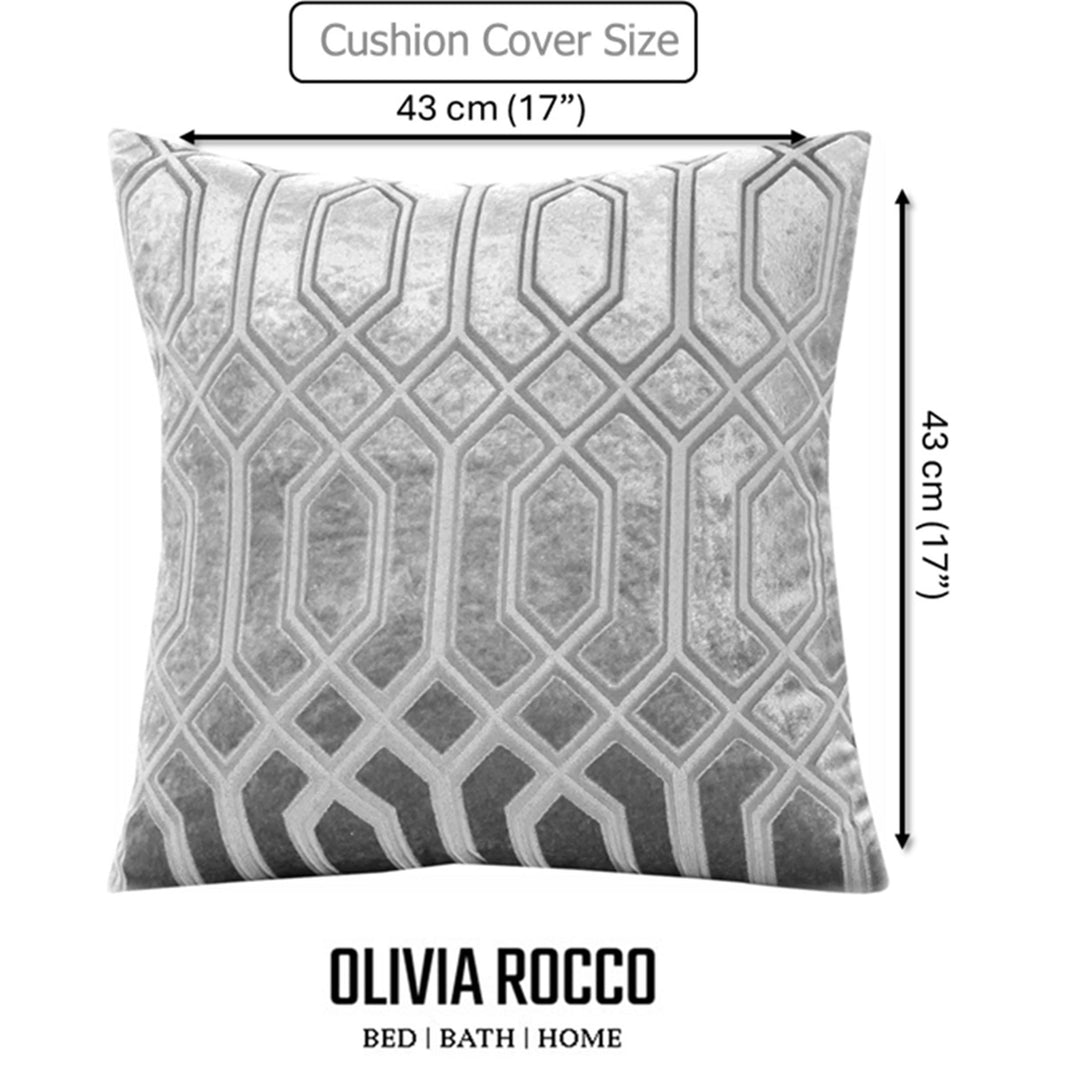 Luxe Geo Velvet Cushion Covers 2 Pack Grey Geometric Decorative Cushions for Sofa Bed & Living Room by OLIVIA ROCCO 43x43cm / GREY Cushions