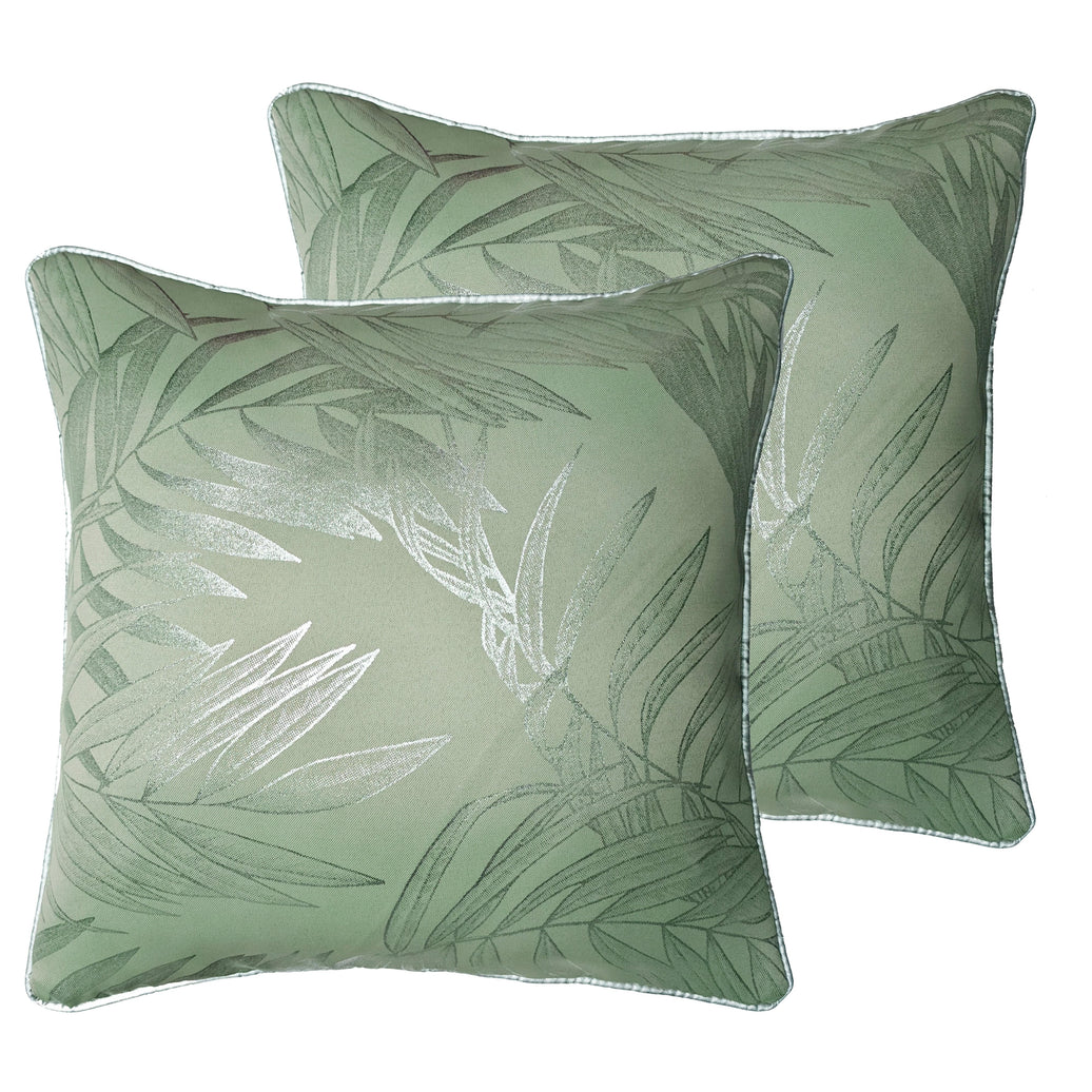 Leaf Sparkle 2 Pack Cushion Covers Leaf Sage Green Modern Decorative Throw Pillow Cases for Sofa or Bed by OLIVIA ROCCO 43x43cm / LEAF SAGE GREEN Cushions