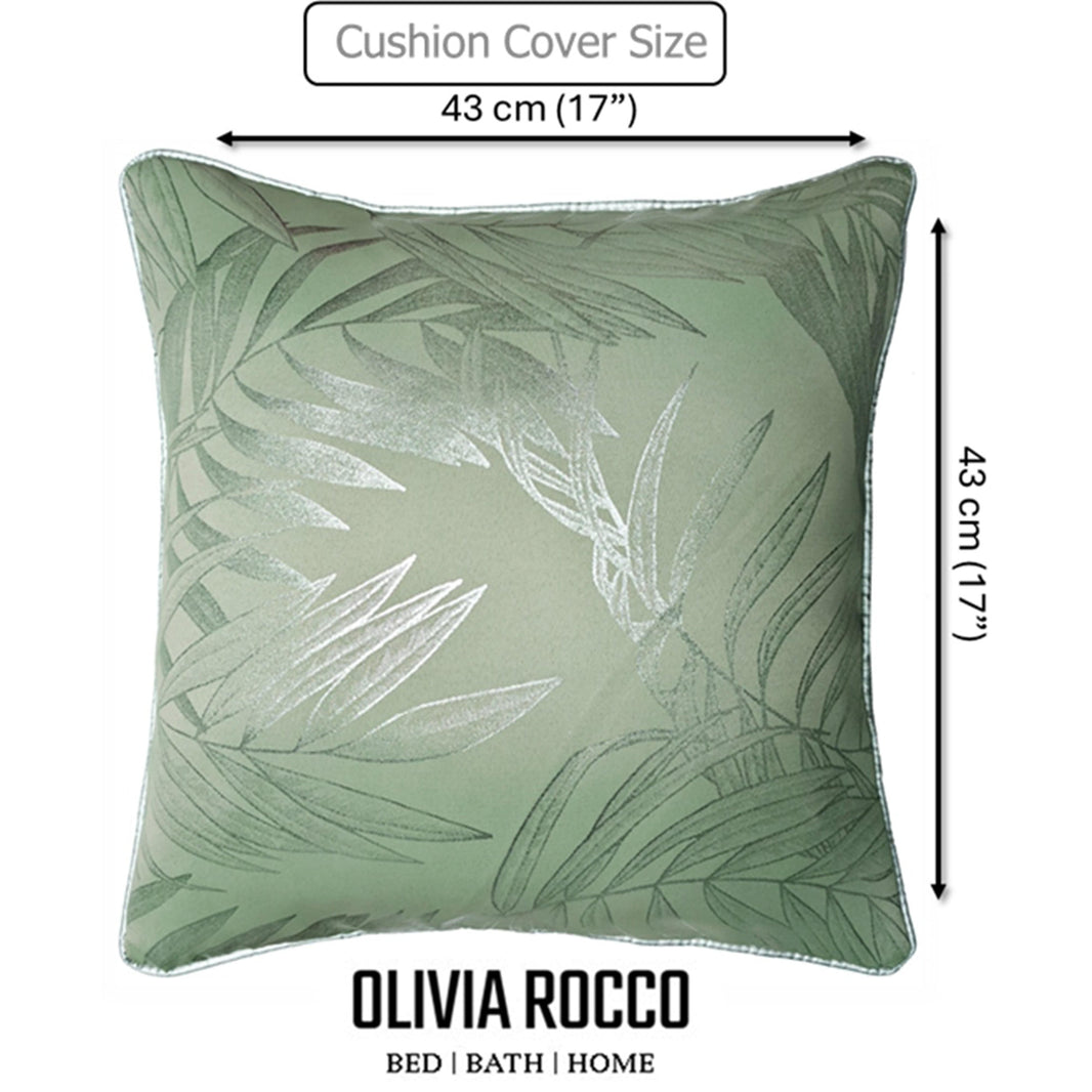 Leaf Sparkle 2 Pack Cushion Covers Leaf Sage Green Modern Decorative Throw Pillow Cases for Sofa or Bed by OLIVIA ROCCO 43x43cm / LEAF SAGE GREEN Cushions
