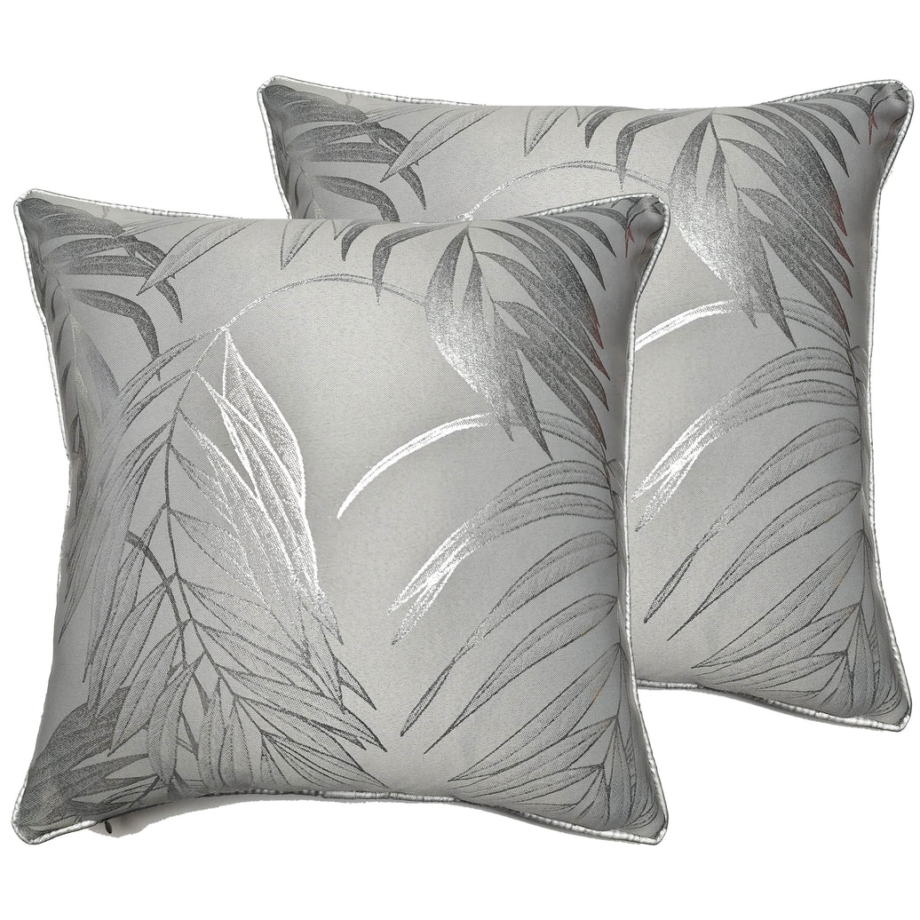 Leaf Sparkle 2 Pack Cushion Covers Leaf Silver Modern Decorative Throw Pillow Cases for Sofa or Bed by OLIVIA ROCCO 43x43cm / LEAF SILVER Cushions