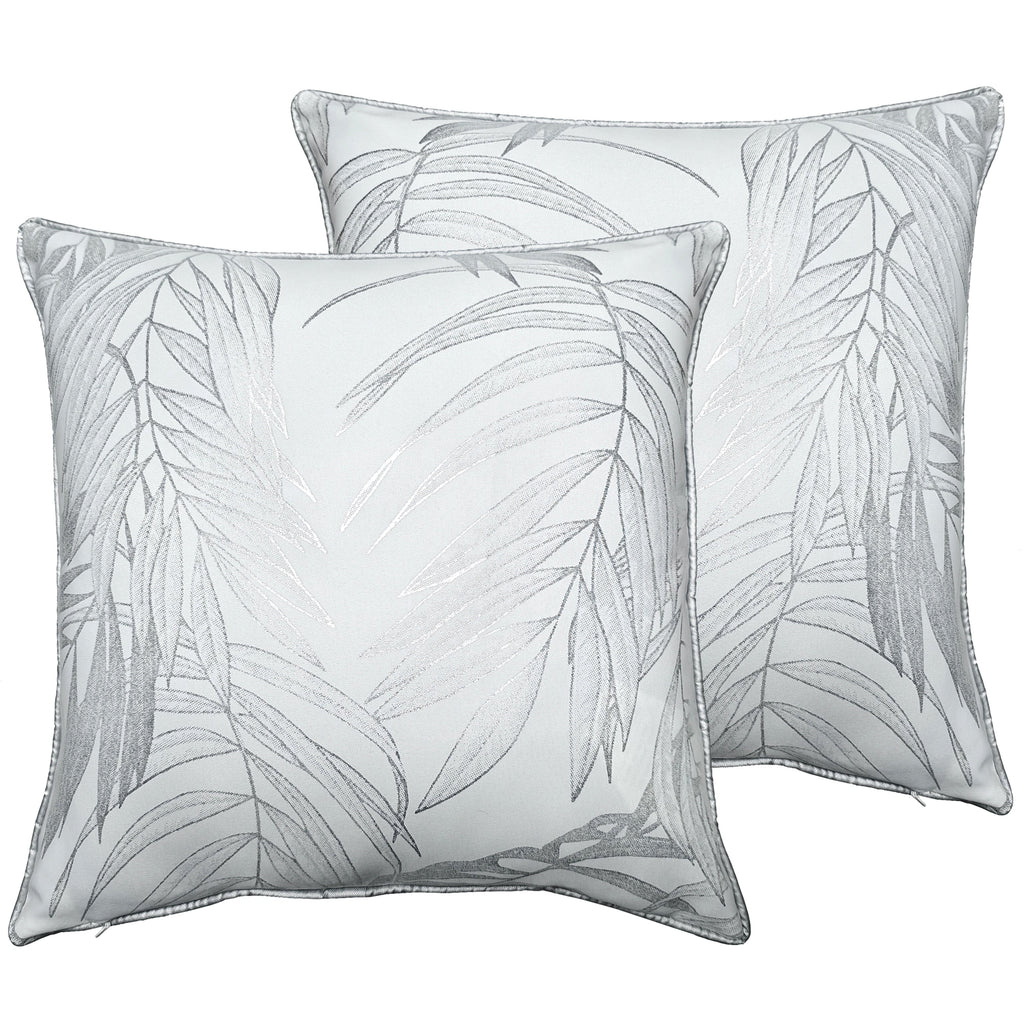 Leaf Sparkle 2 Pack Cushion Covers Leaf White Modern Decorative Throw Pillow Cases for Sofa or Bed by OLIVIA ROCCO 43x43cm / LEAF WHITE Cushions