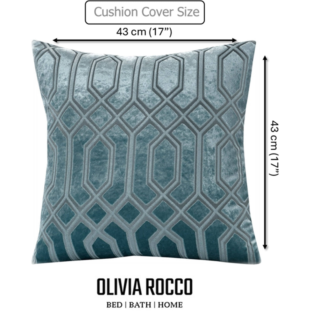 Luxe Geo Velvet Cushion Covers 2 Pack Teal Geometric Decorative Cushions for Sofa Bed & Living Room by OLIVIA ROCCO 43x43cm / TEAL Cushions