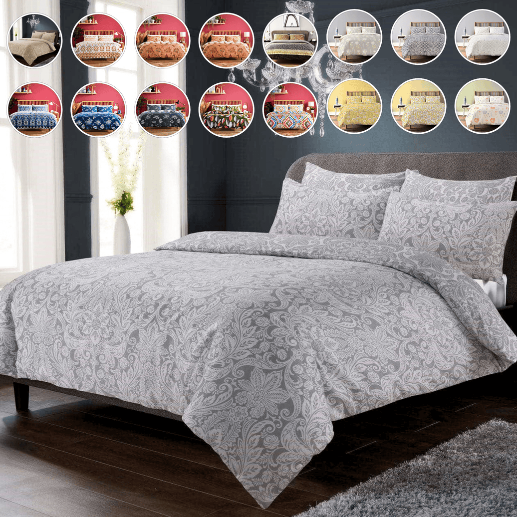 OLIVIA ROCCO Luxury Super Soft Cotton Rich Duvet Sets Easycare Comfortable Bedding Includes Duvet Cover & Pillowcases in Single Double King Size Duvet Cover