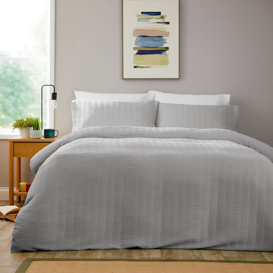 Belgravia Grey Cotton Rich Duvet Cover Set with Pillowcases Soft Easy Care Modern Quilt Bedding Bed Linen Set by OLIVIA ROCCO SINGLE Duvet Cover
