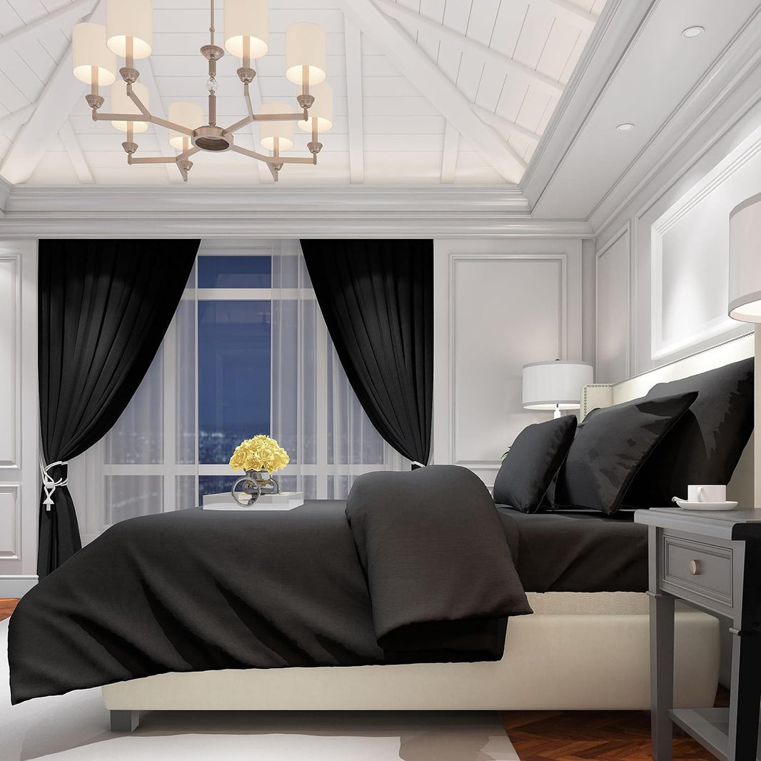 Luxurious Brushed Cotton Easycare Flannelette Fitted Sheets Super Soft Elastic-Fitted Design for Warm Comfortable Sleep Multiple Sizes by OLIVIA ROCCO BLACK / SINGLE Fitted Sheet