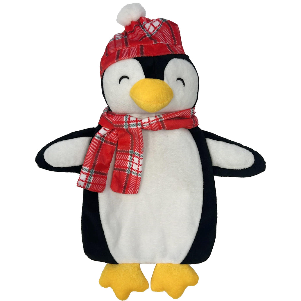 Christmas Hot Water Bottle with Festive Penguin Cover 1L Natural Rubber UK Safe Tested Winter Ideal Gift for Adults Kids by OLIVIA ROCCO 1 LITRE / PENGUIN Hot Water Bottle