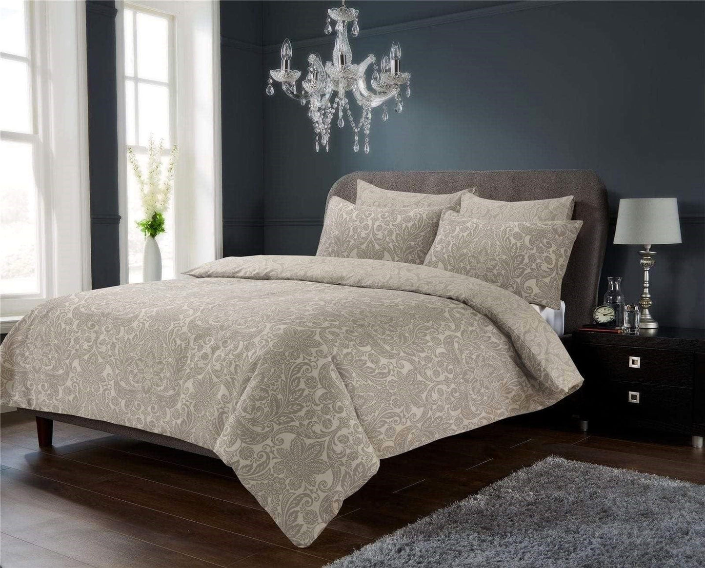 OLIVIA ROCCO Luxury Super Soft Cotton Rich Duvet Sets Easycare Comfortable Bedding Includes Duvet Cover & Pillowcases in Single Double King Size CHANTILLY NATURAL / SINGLE Duvet Cover