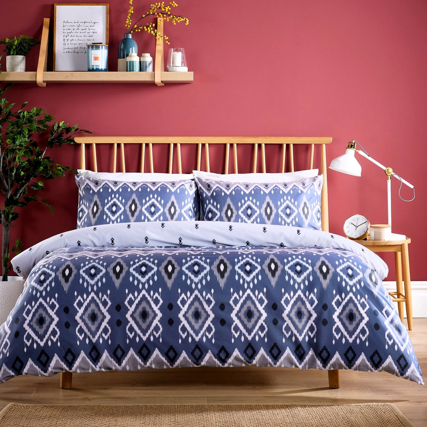 OLIVIA ROCCO Luxury Super Soft Cotton Rich Duvet Sets Easycare Comfortable Bedding Includes Duvet Cover & Pillowcases in Single Double King Size TAXILA SAPPHIRE / SINGLE Duvet Cover