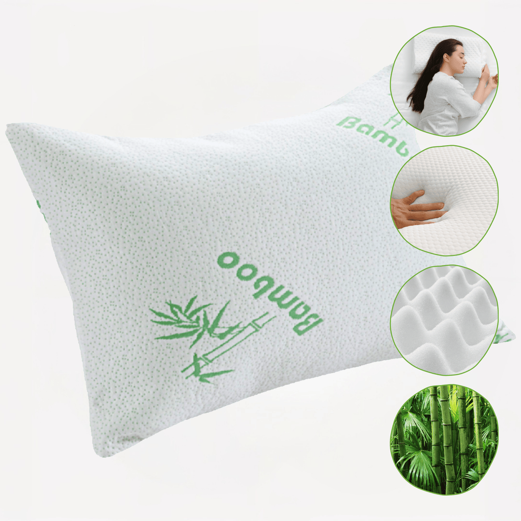 Bamboo Memory Foam Pillow Hypoallergenic Cooling Luxury Premium Fibre Filling for Superior Comfort and Support by OLIVIA ROCCO 50x75CM Pillows
