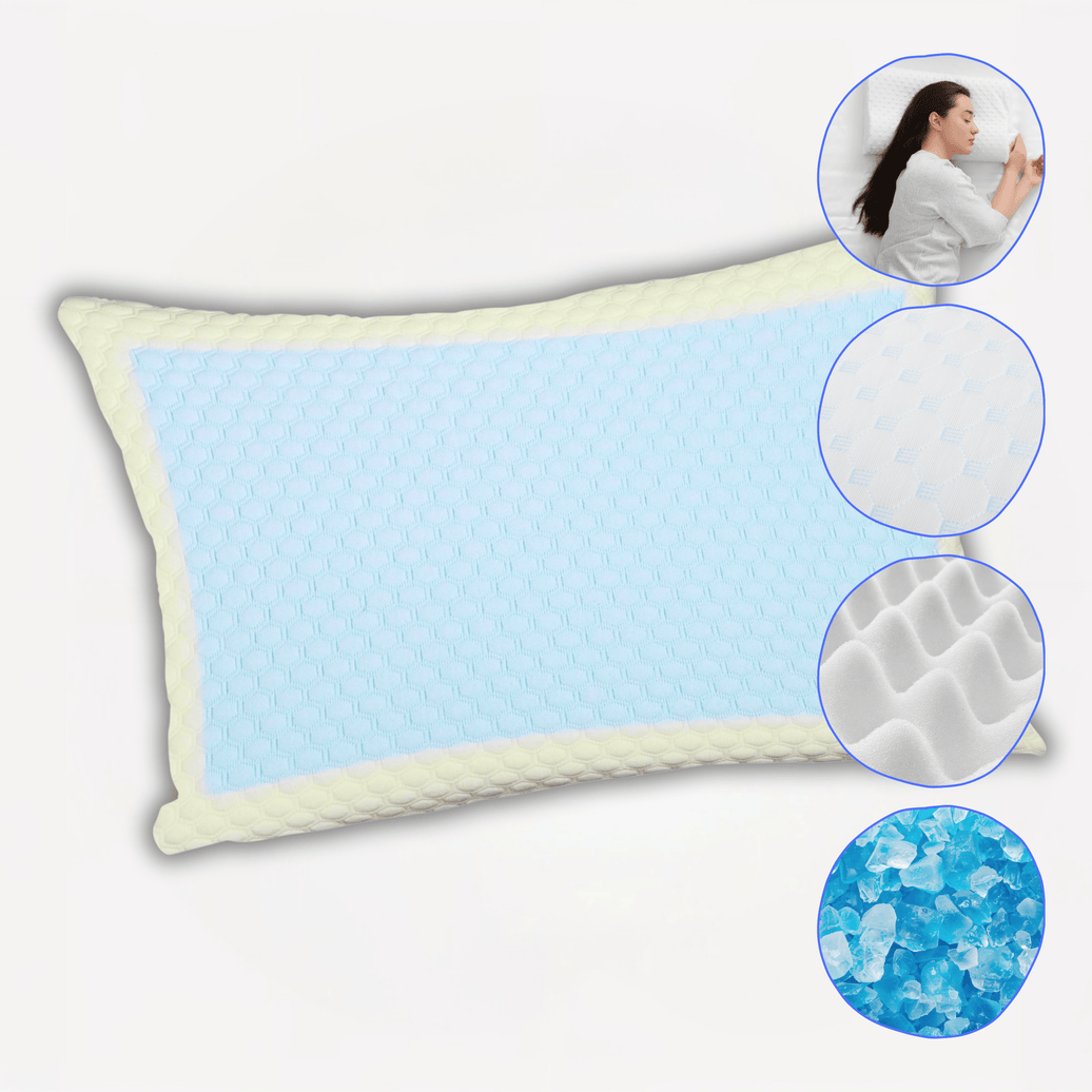 Cooling Gel Memory Foam Pillow Breathable Luxury Premium Fibre Filling for Superior Comfort and Support by OLIVIA ROCCO 60x40x13cm Pillows