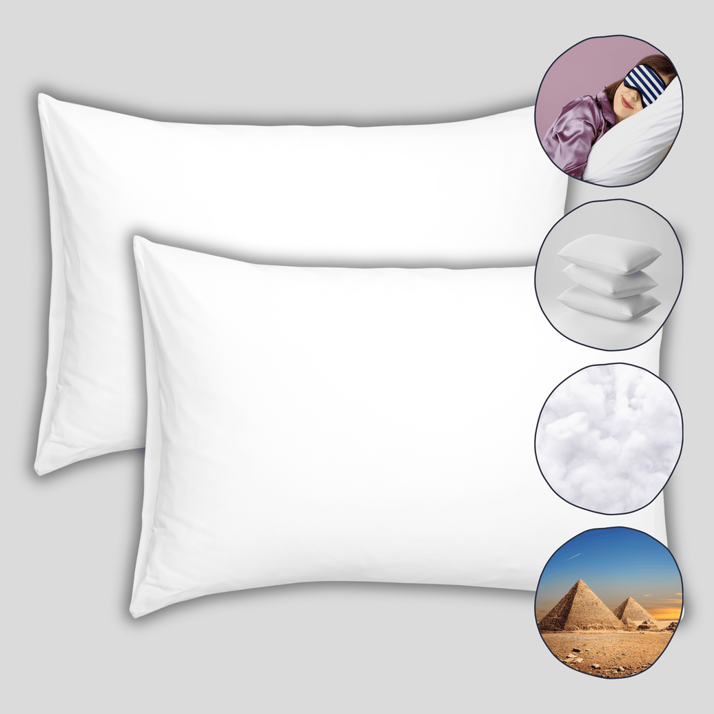 OLIVIA ROCCO 2-pack Egyptian Cotton Blend Pillows with hotel-quality soft medium support, ideal for restful sleep, white, 75x50 cm.