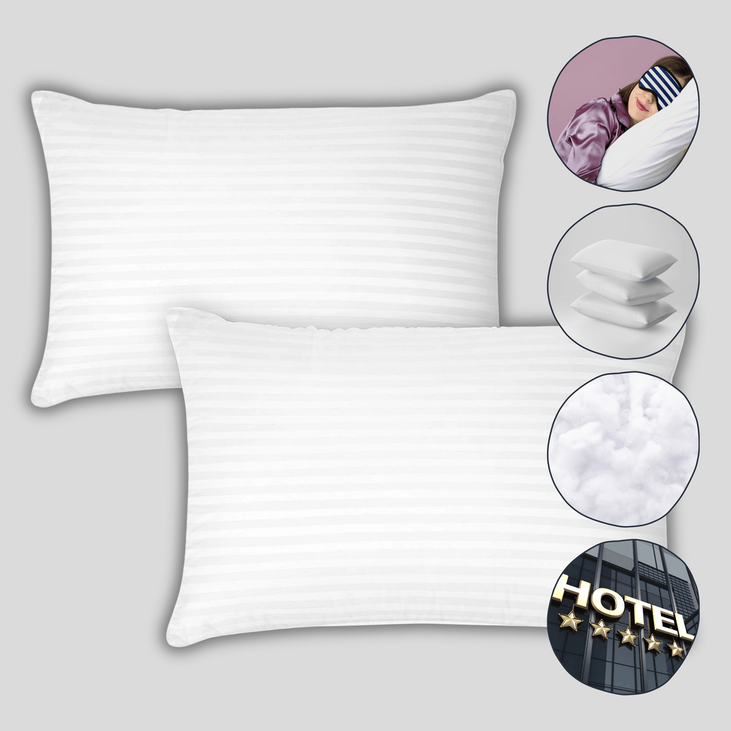 2 Pack Luxury Hotel Pillows Hypoallergenic Hollowfibre Soft Medium Support for Comfortable Sleep by OLIVIA ROCCO WHITE / 75 x 50 CM Pillows