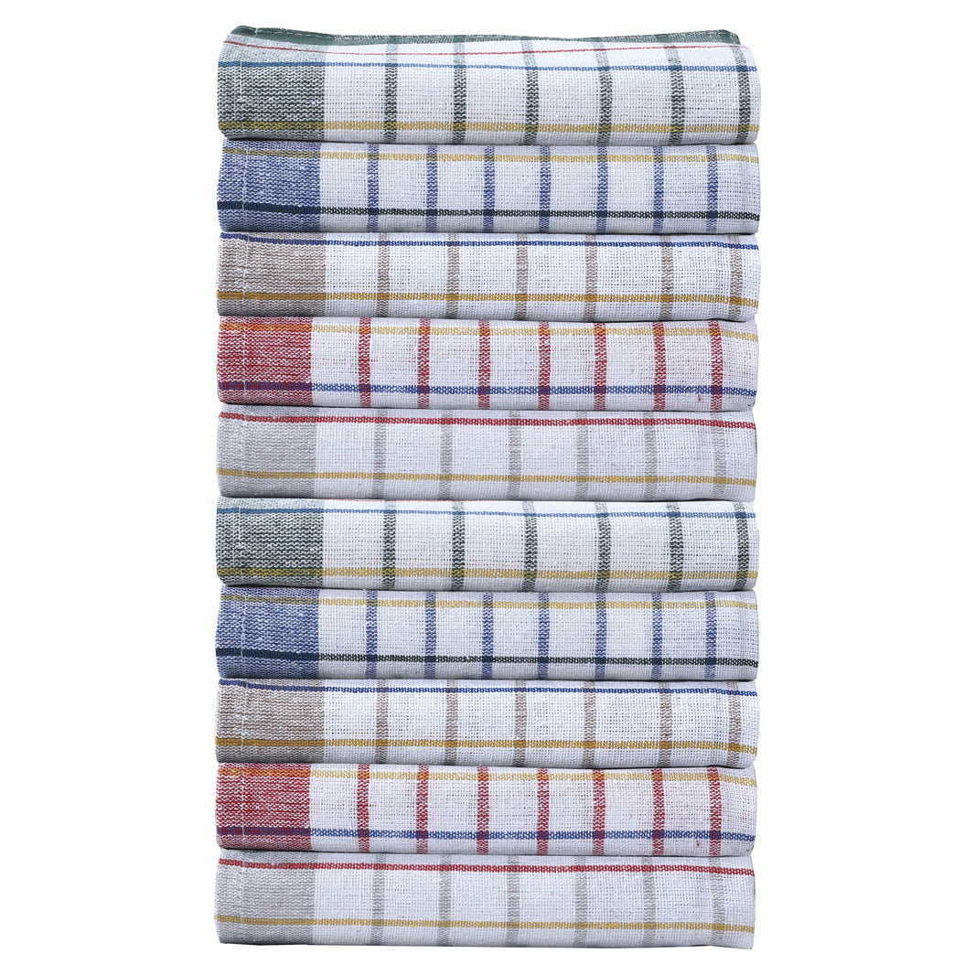 Pack of 10 Wonderdry Tea Towels Kitchen 100% Cotton Super Absorbent Quick Drying Dish Bar Cloth Set by Olivia Rocco 10 Pack Tea Towel