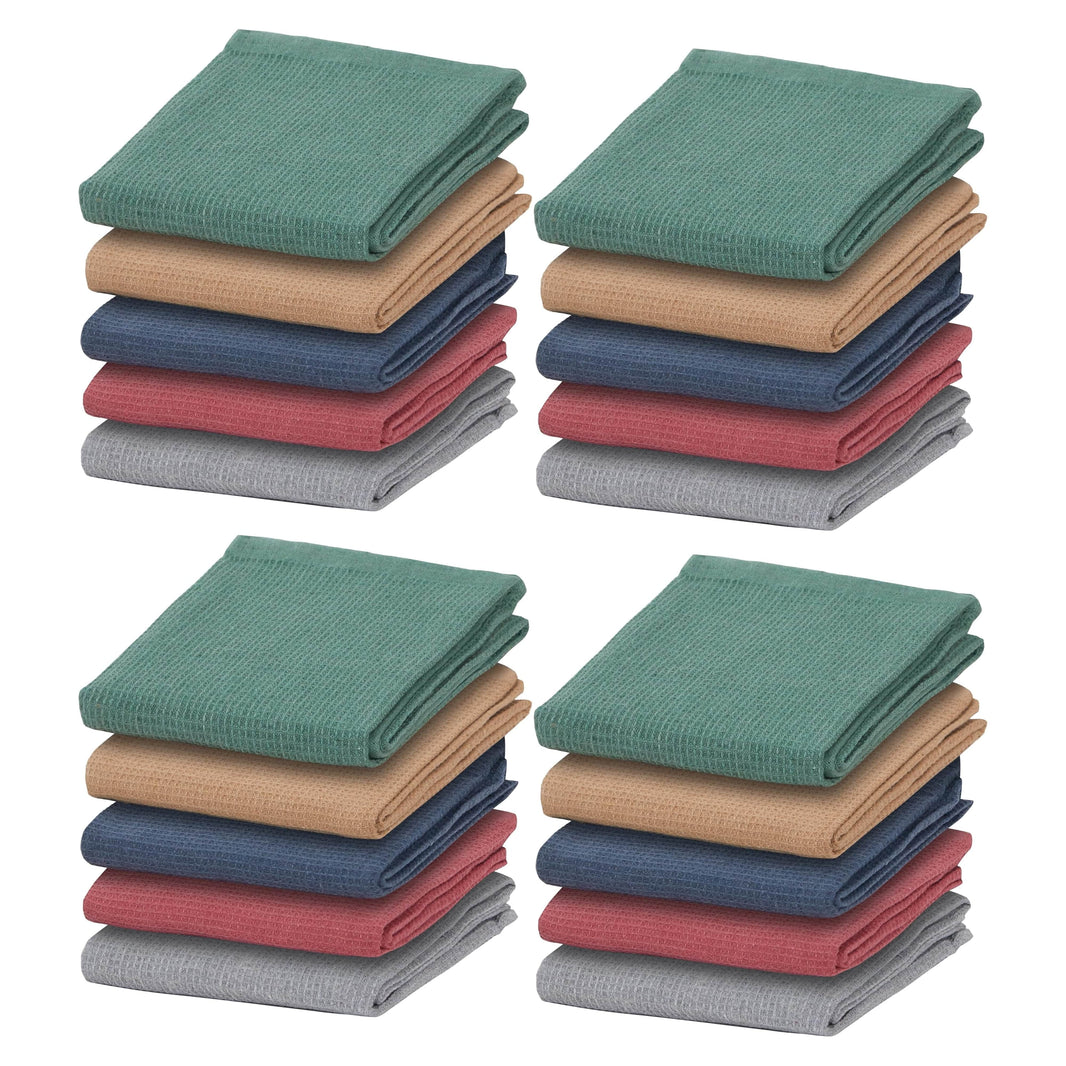 Tea Towel Pack of 20 Waffle Kitchen Tea Towels Cotton Absorbent Long Lasting Catering Bar Dish Towel, Assorted by Olivia Rocco Assorted Tea Towel