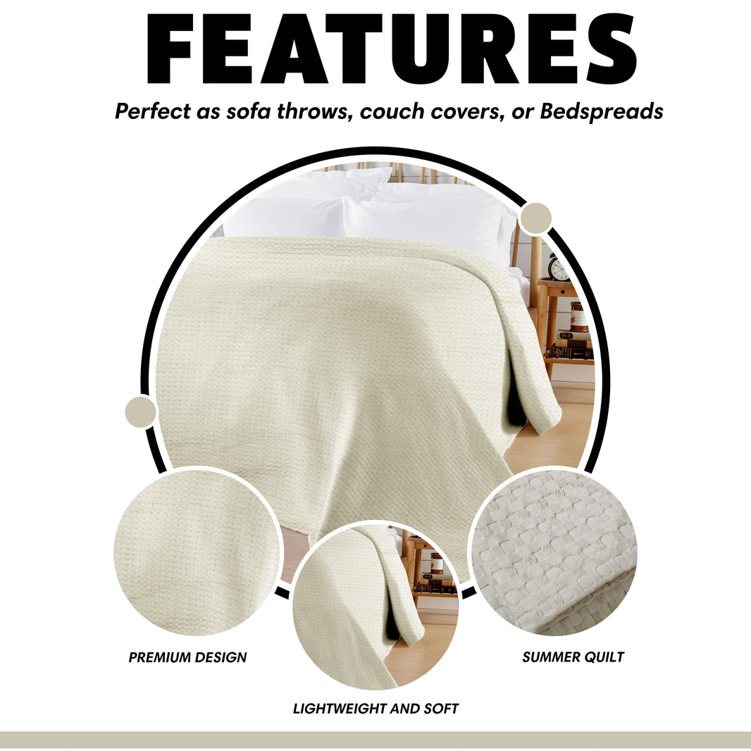 Florian Checked Throw Blanket Natural Bedspread for Sofas Armchairs Sofa Settee Couch Beds & Couches by OLIVIA ROCCO 180 x 250 CM / NATURAL Throw