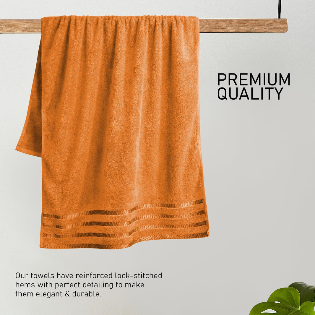 Belmont Viscose Stripe Orange Towels 100% Cotton Hotel Quality Super Absorbent 10 Piece Bale Set, 4 Hand Towel & 12 Face Cloths by OLIVIA ROCCO Towels