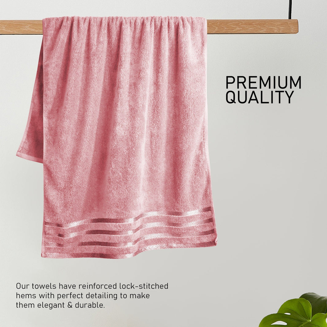 Belmont Viscose Stripe Pink Towels 100% Cotton Hotel Quality Super Absorbent 10 Piece Bale Set, 4 Hand Towel & 12 Face Cloths by OLIVIA ROCCO Towels
