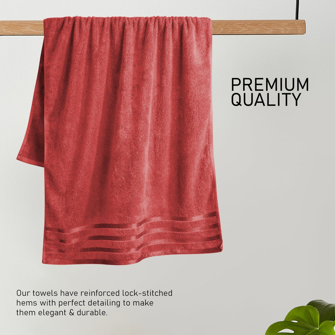Belmont Viscose Stripe Red Towels 100% Cotton Hotel Quality Super Absorbent 10 Piece Bale Set, 4 Hand Towel & 12 Face Cloths by OLIVIA ROCCO Towels