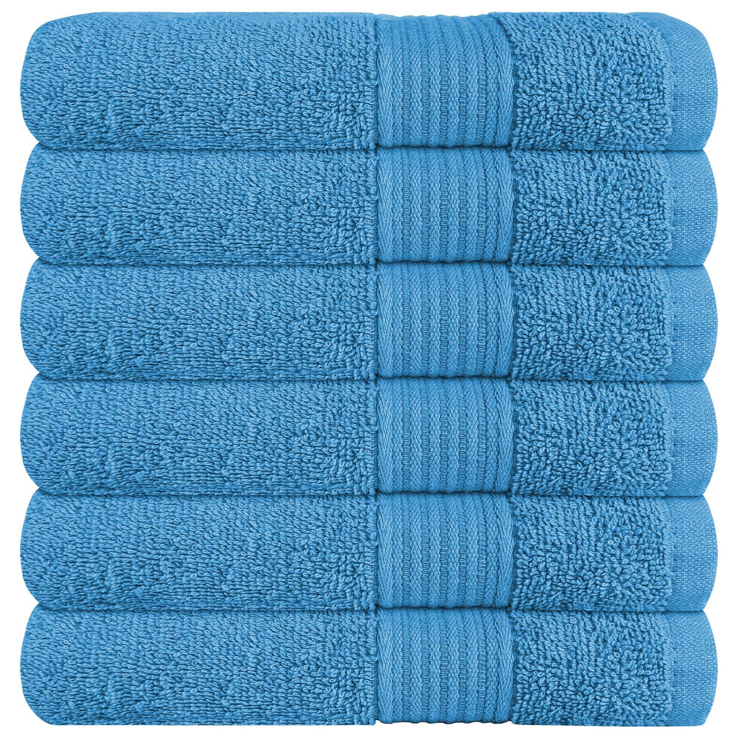 Rhodes Towel Aqua 100% Cotton Hotel Quality Soft Super Absorbent Hand Bath Towels, Sheets & Face Cloths by OLIVIA ROCCO 6 PACK HAND TOWELS / AQUA Towels