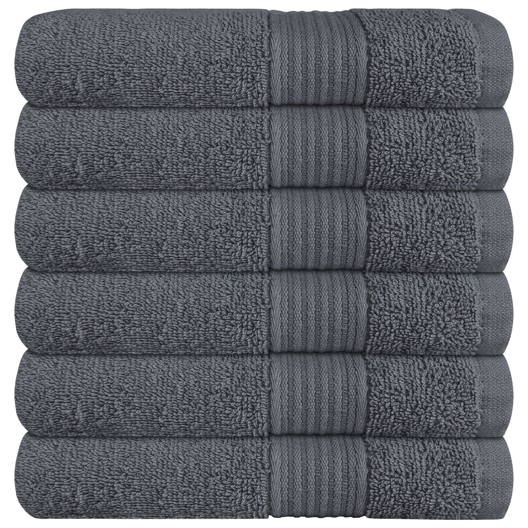 Rhodes Towel Grey 100% Cotton Hotel Quality Soft Super Absorbent Hand Bath Towels, Sheets & Face Cloths by OLIVIA ROCCO 6 PACK HAND TOWELS / GREY Towels
