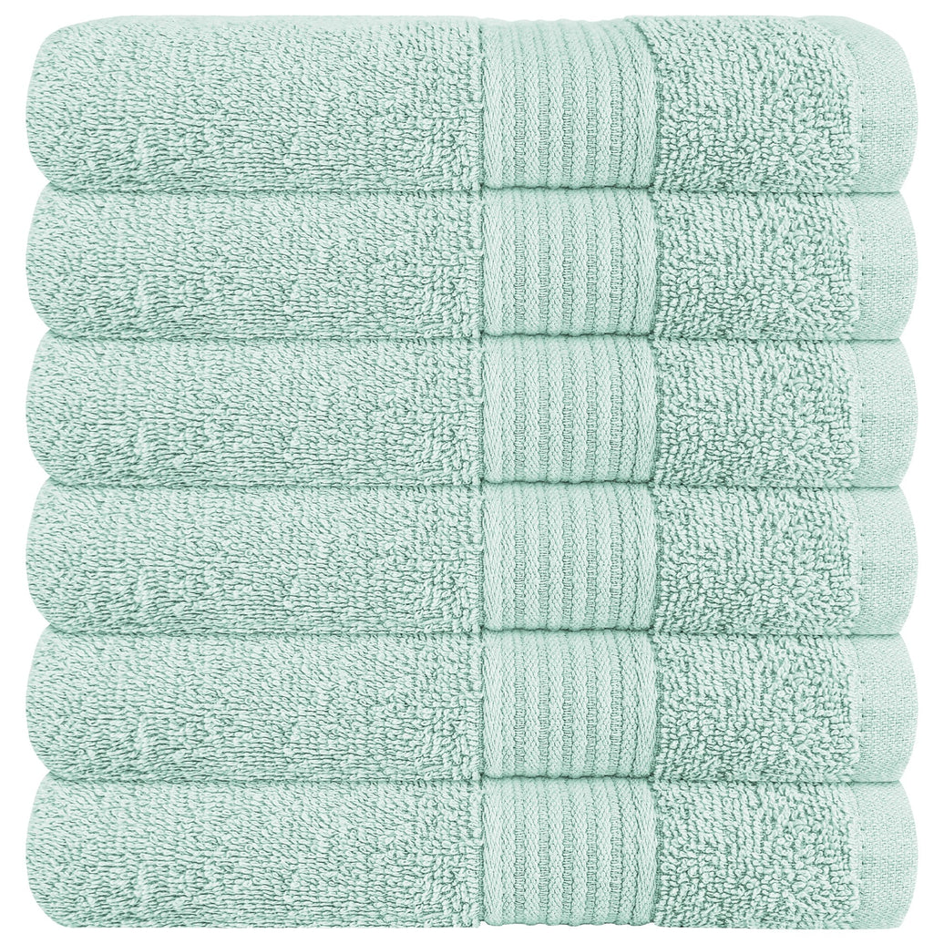 Rhodes Towel Seafoam 100% Cotton Hotel Quality Soft Super Absorbent Hand Bath Towels, Sheets & Face Cloths by OLIVIA ROCCO 6 PACK HAND TOWELS / SEAFOAM Towels