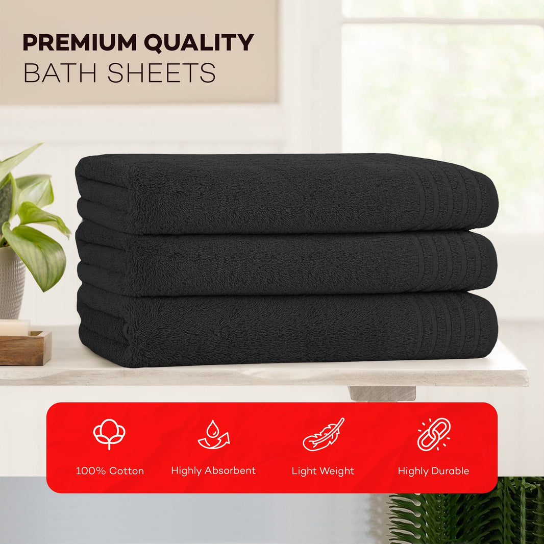 3 Pack Monaco Large Bath Sheets 100% Cotton 500GSM Highly Absorbent Towels Set for Home Gym Beach by OLIVIA ROCCO Towels