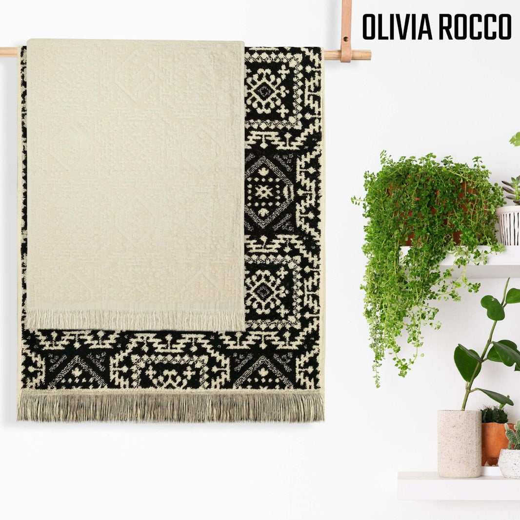 4 Piece Moroccan Towel Set 100 Percent Cotton 500GSM High Absorbency Quick Drying Durable Soft Hand and Bath Towels for Elegant Bathroom Decor by OLIVIA ROCCO Towels