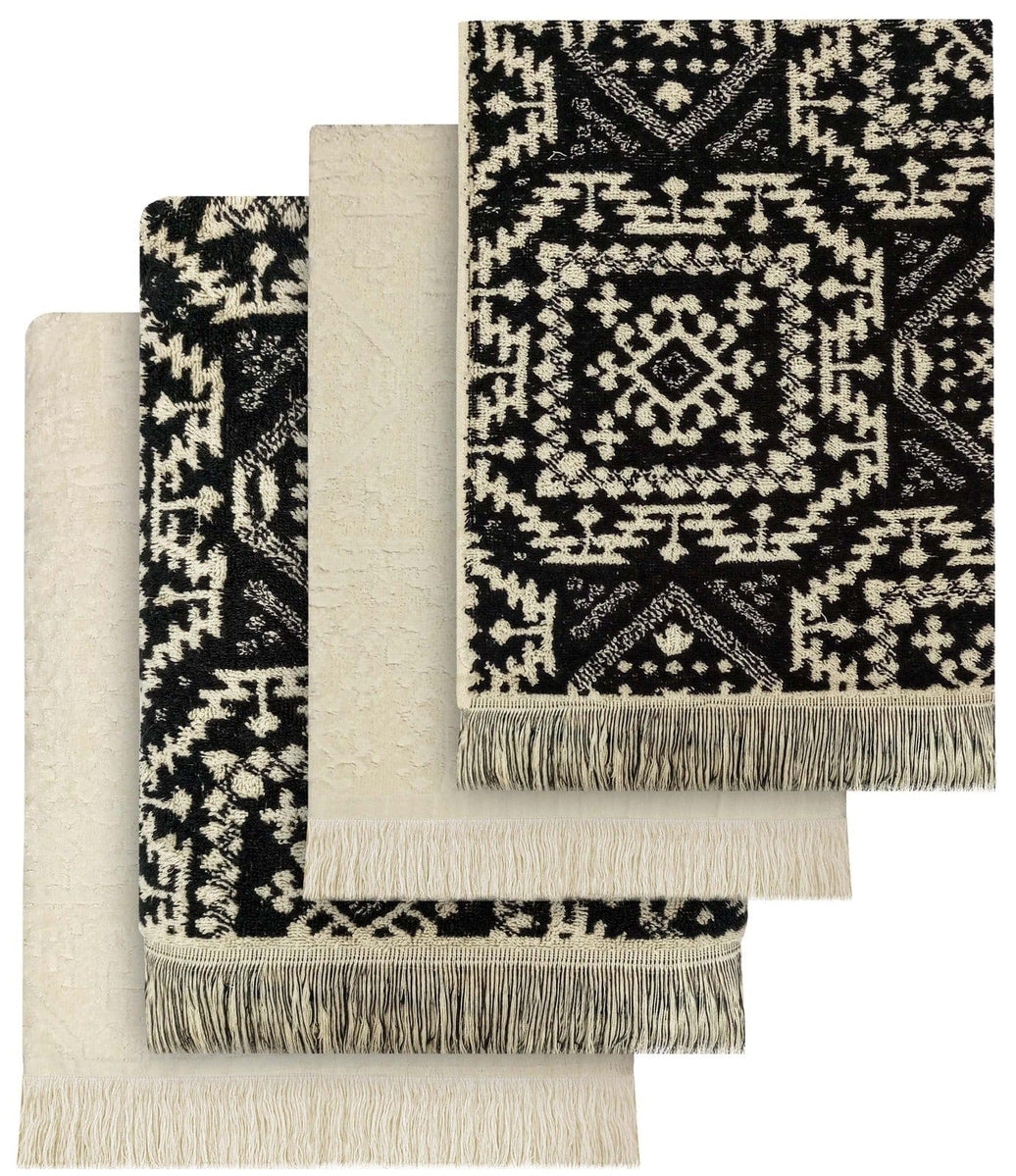 4 Piece Moroccan Towel Set 100 Percent Cotton 500GSM High Absorbency Quick Drying Durable Soft Hand and Bath Towels for Elegant Bathroom Decor by OLIVIA ROCCO Towels