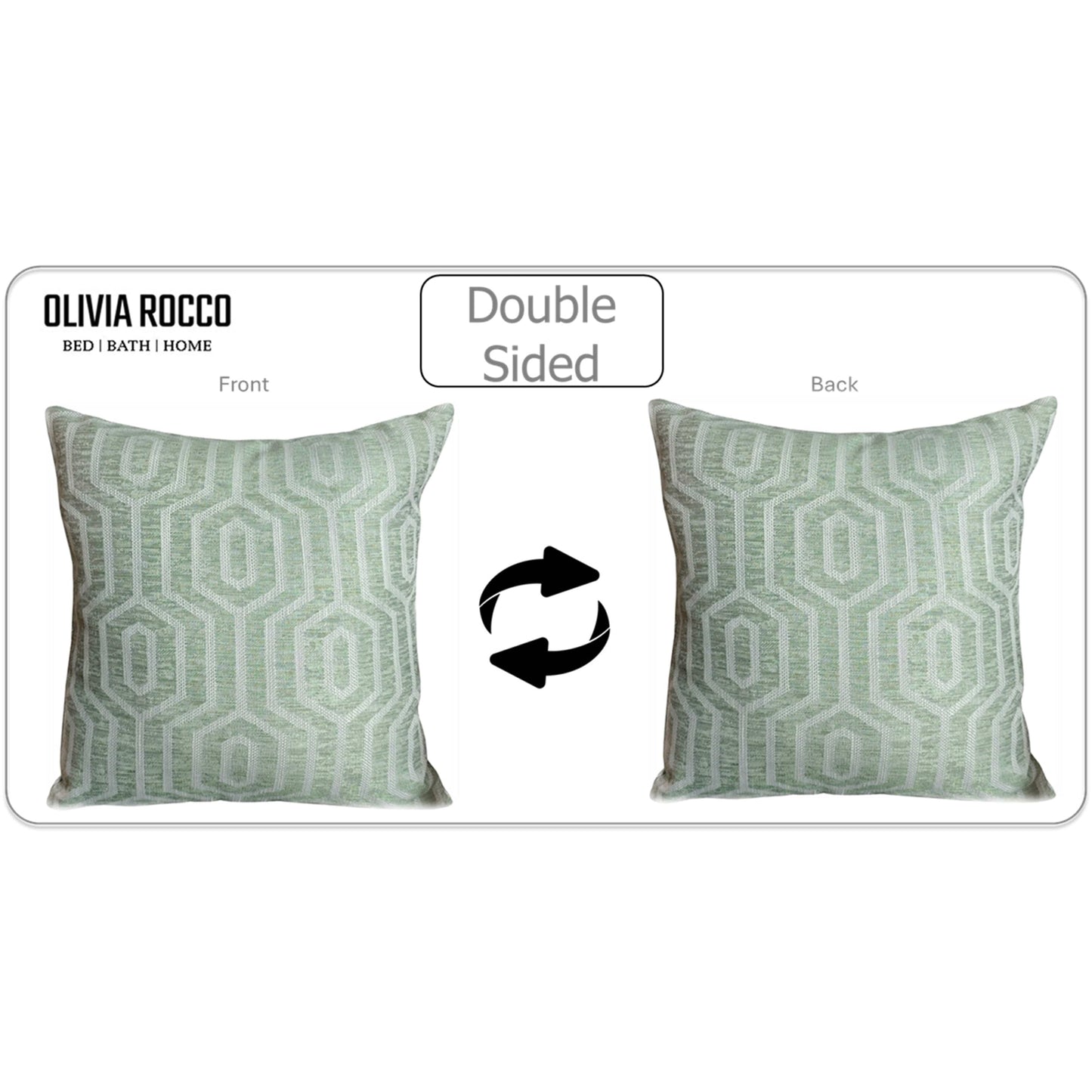 Paris Cushion Covers 2 Pack Modern Sage Green Decorative Square Scatter Cushions with Invisible Zipper for Sofa & Bed by OLIVIA ROCCO 43x43cm / SAGE GREEN Cushions