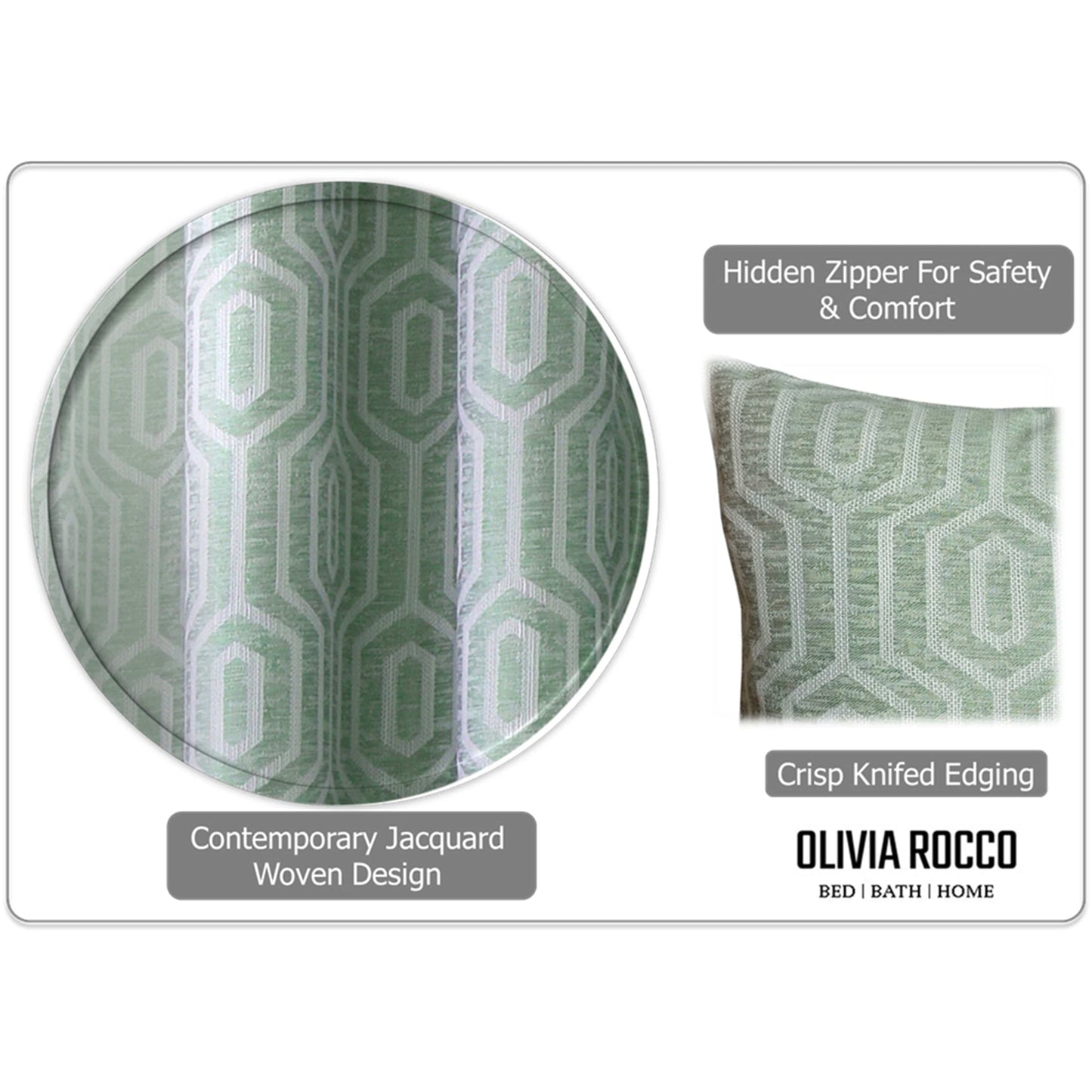 Paris Cushion Covers 2 Pack Modern Sage Green Decorative Square Scatter Cushions with Invisible Zipper for Sofa & Bed by OLIVIA ROCCO 43x43cm / SAGE GREEN Cushions
