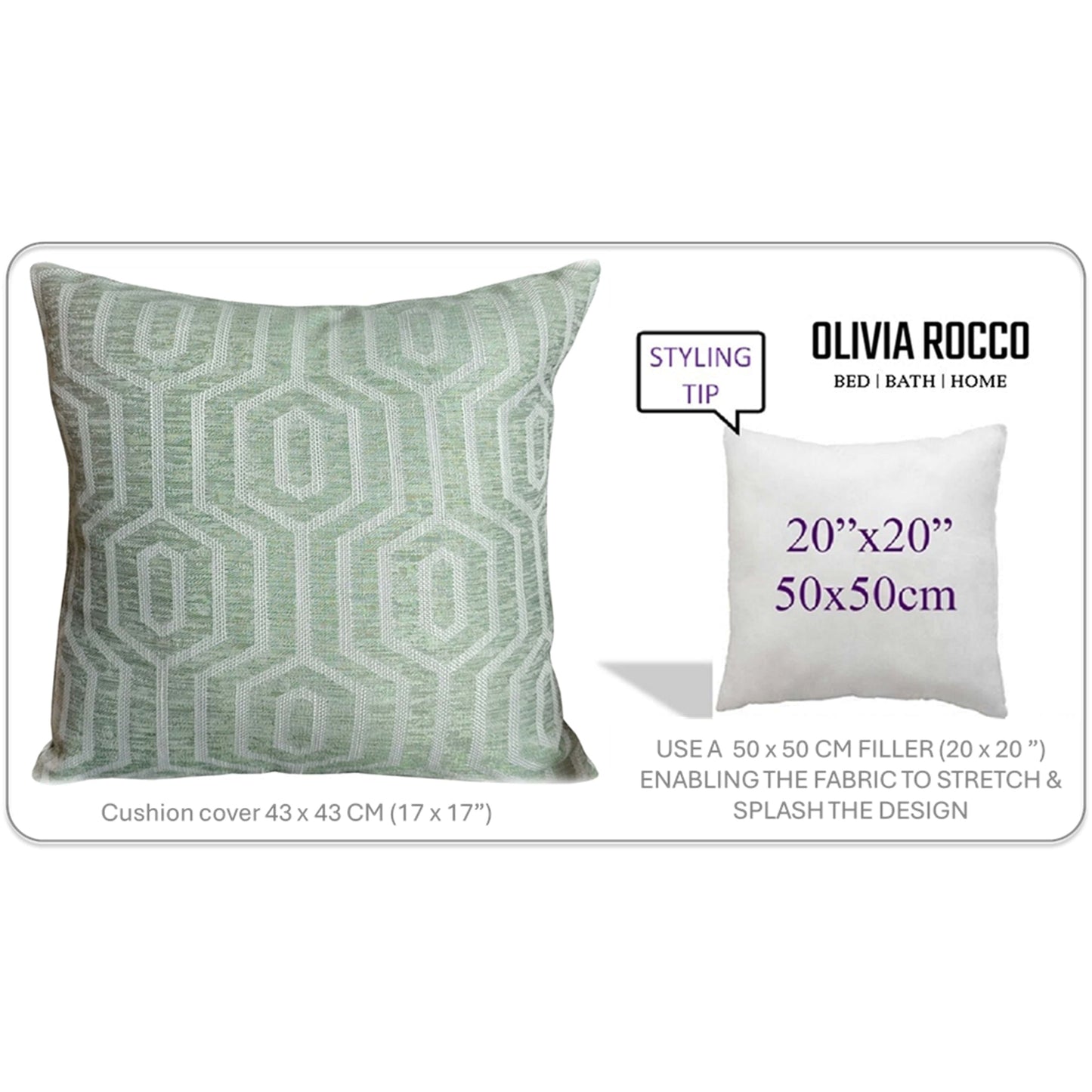 Paris Cushion Covers 2 Pack Modern Sage Green Decorative Square Scatter Cushions with Invisible Zipper for Sofa & Bed by OLIVIA ROCCO 43x43cm / SAGE GREEN Cushions